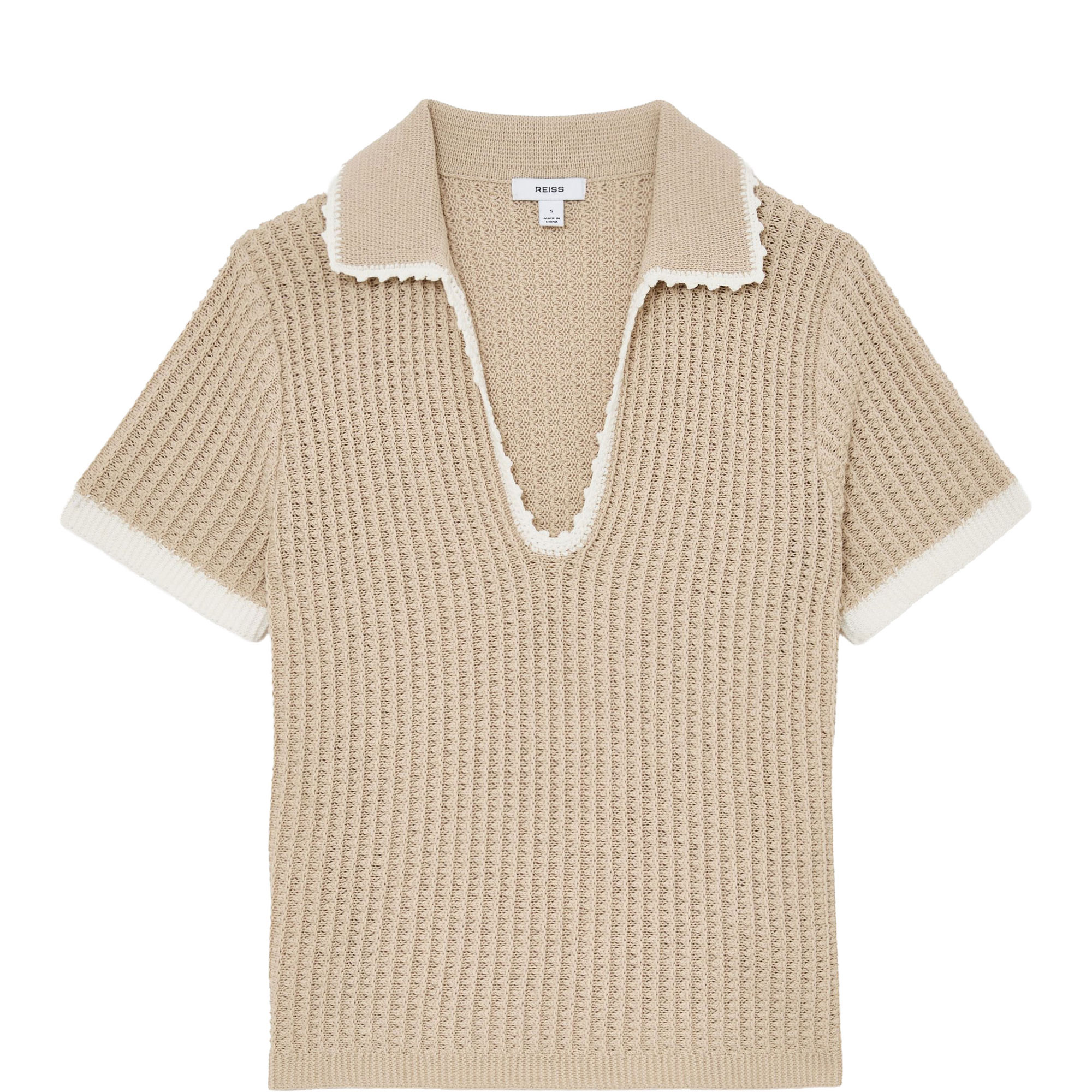 Ottilie Textured-Knit Polo Shirt