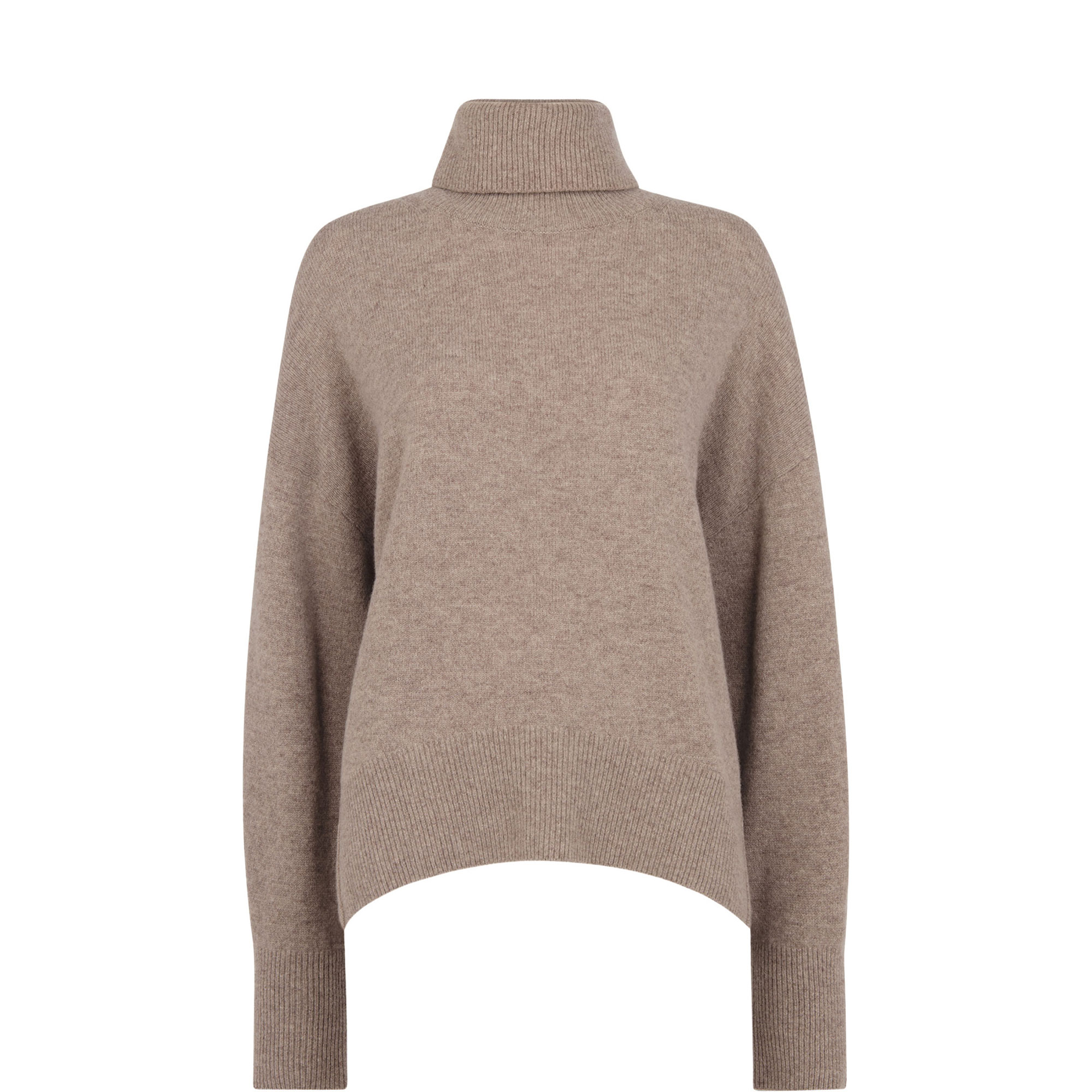 Roll Curved Hem Knit Sweater