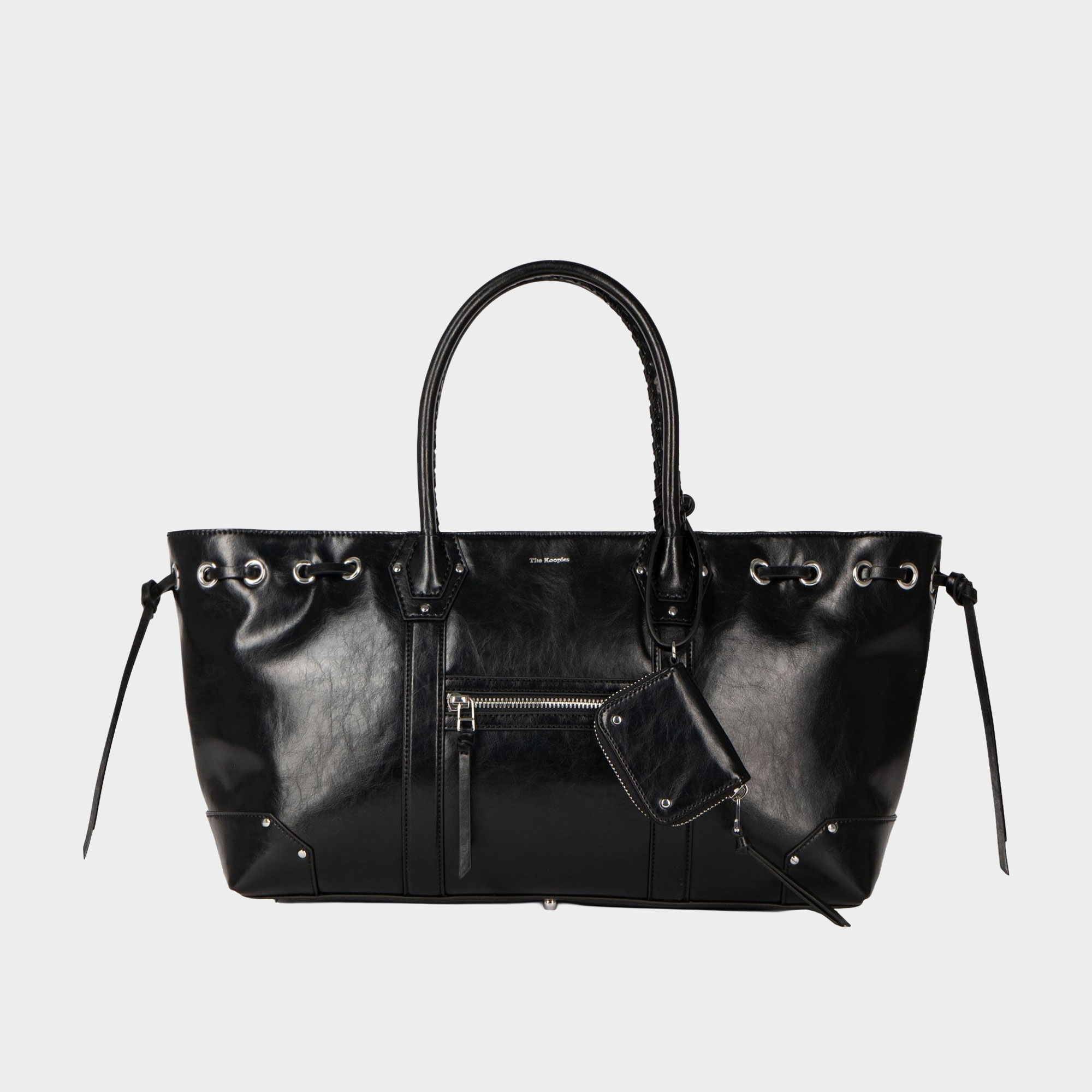 Gathered Smooth Leather Tote Bag