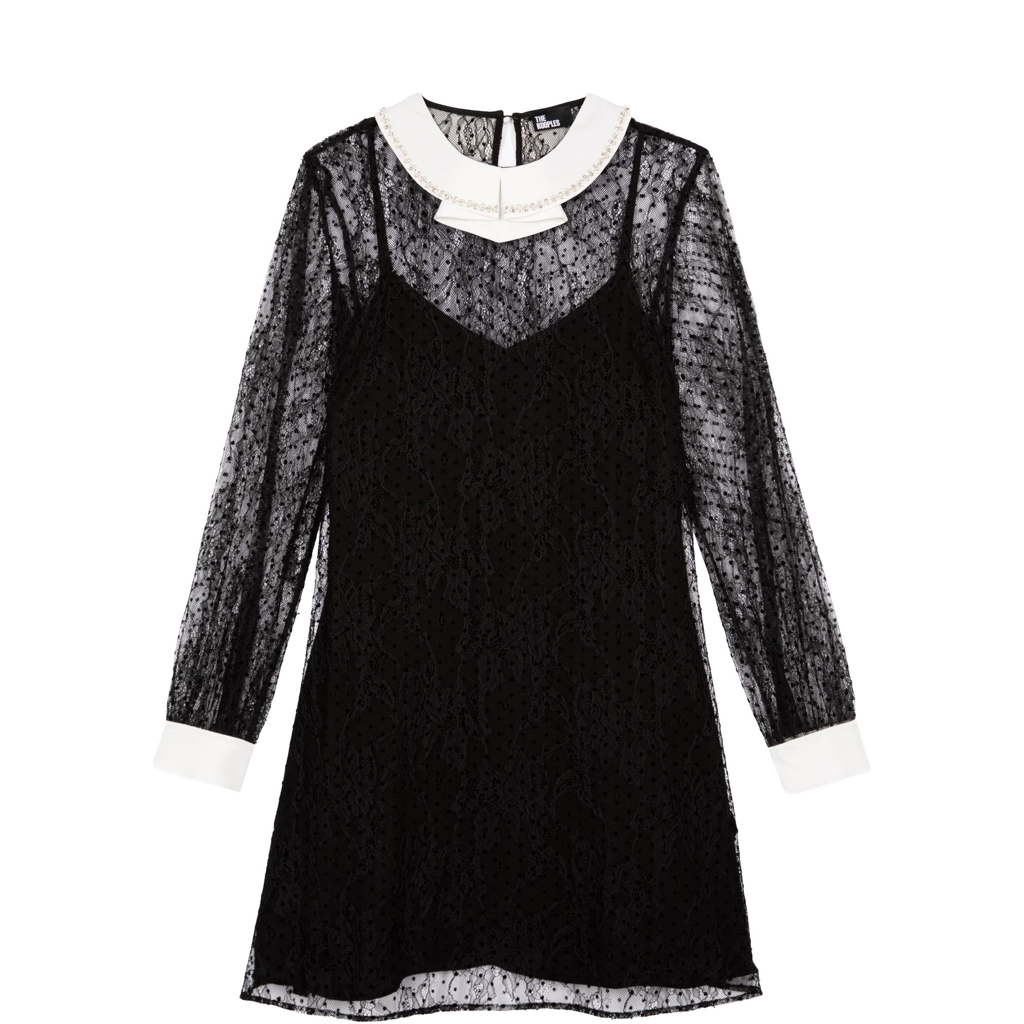 Lace Rhinestone Embellished Mini Dress