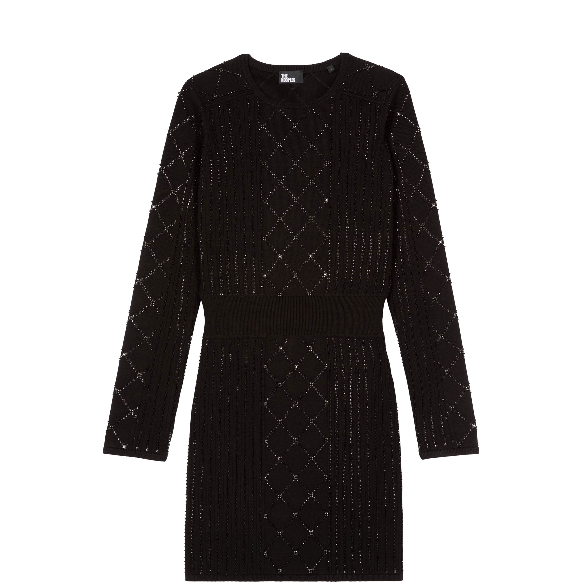 Pearl Rhinestone Embellished Knitted Mini Dress