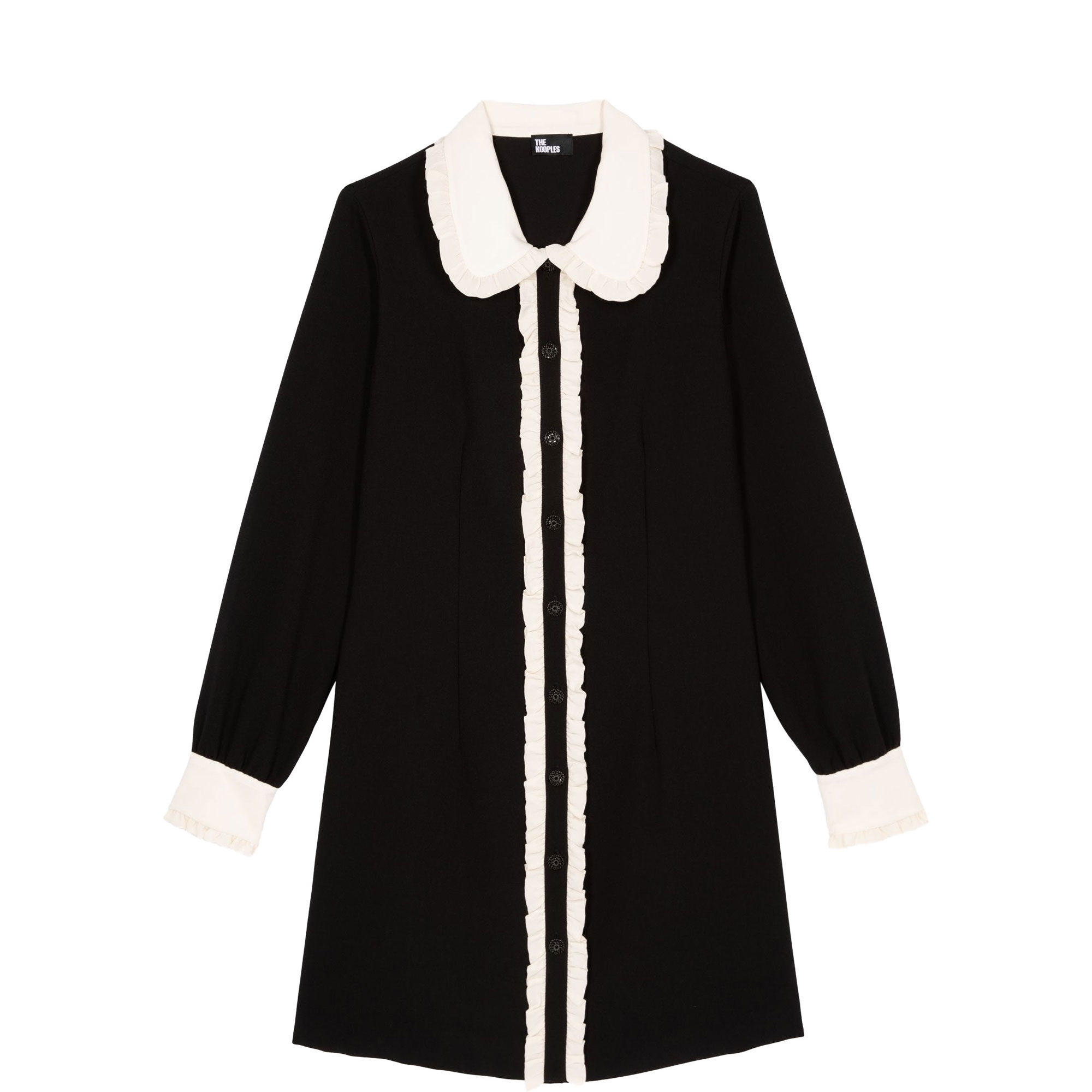 Frilled Trim Mini Shirt Dress