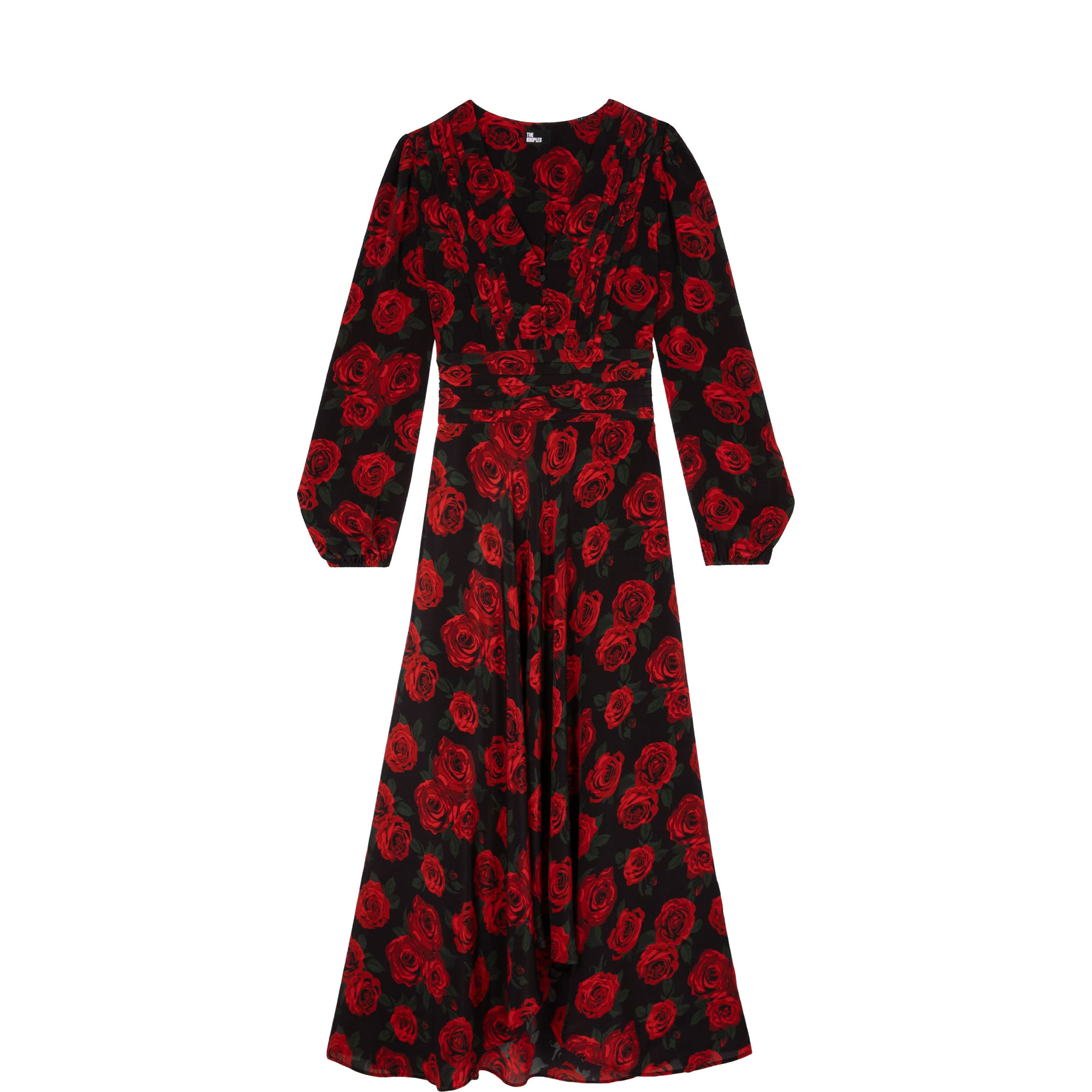 Pleated Rose Print Dress