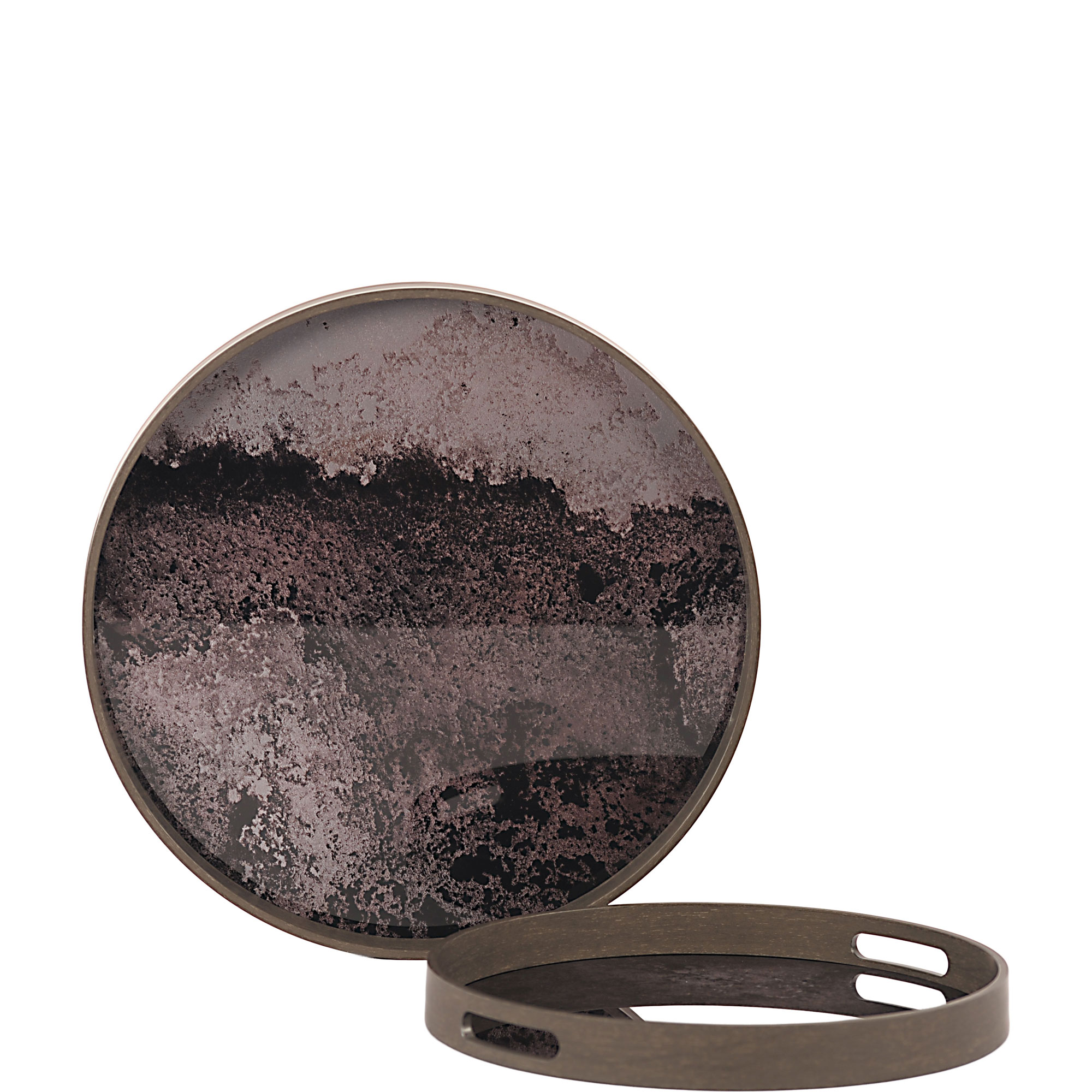 Misty Grey Round Tray Set of Two