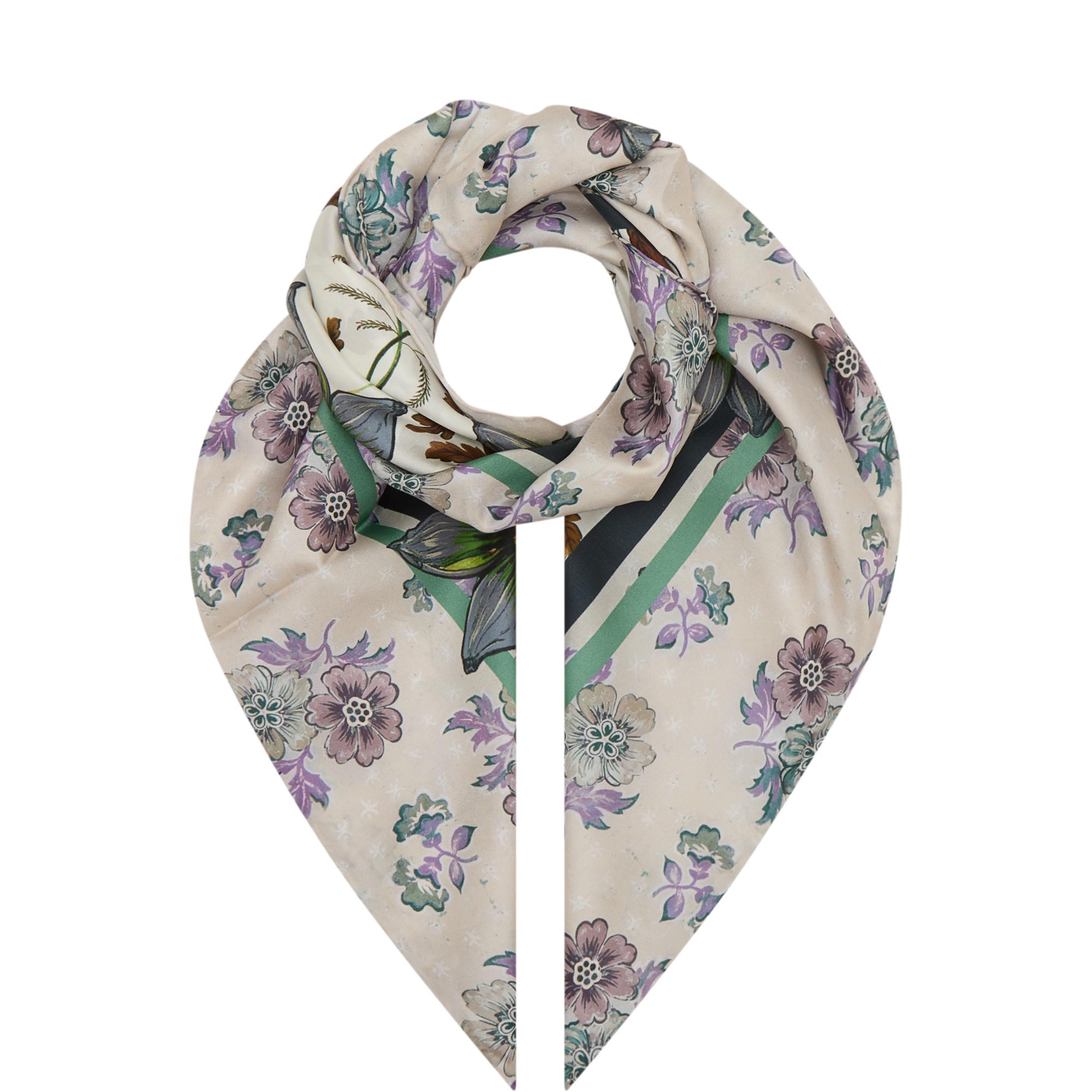 One Stone Floral Silk Square Scarf