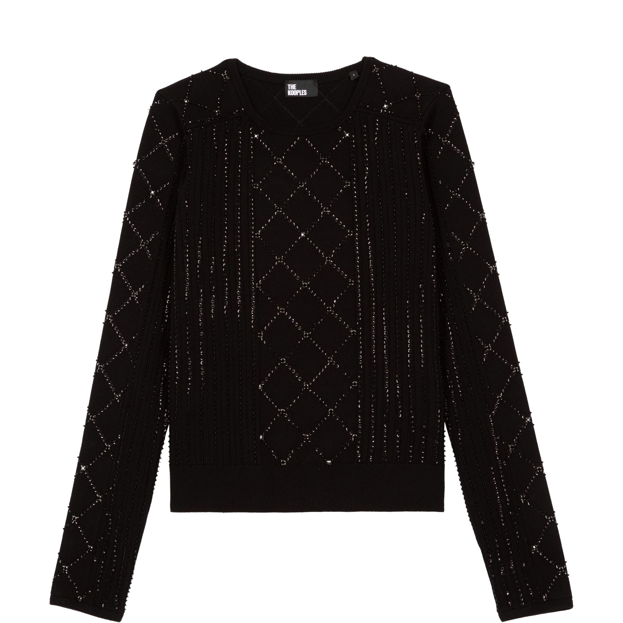 Pearl Rhinestone Embellished Knitted Sweater