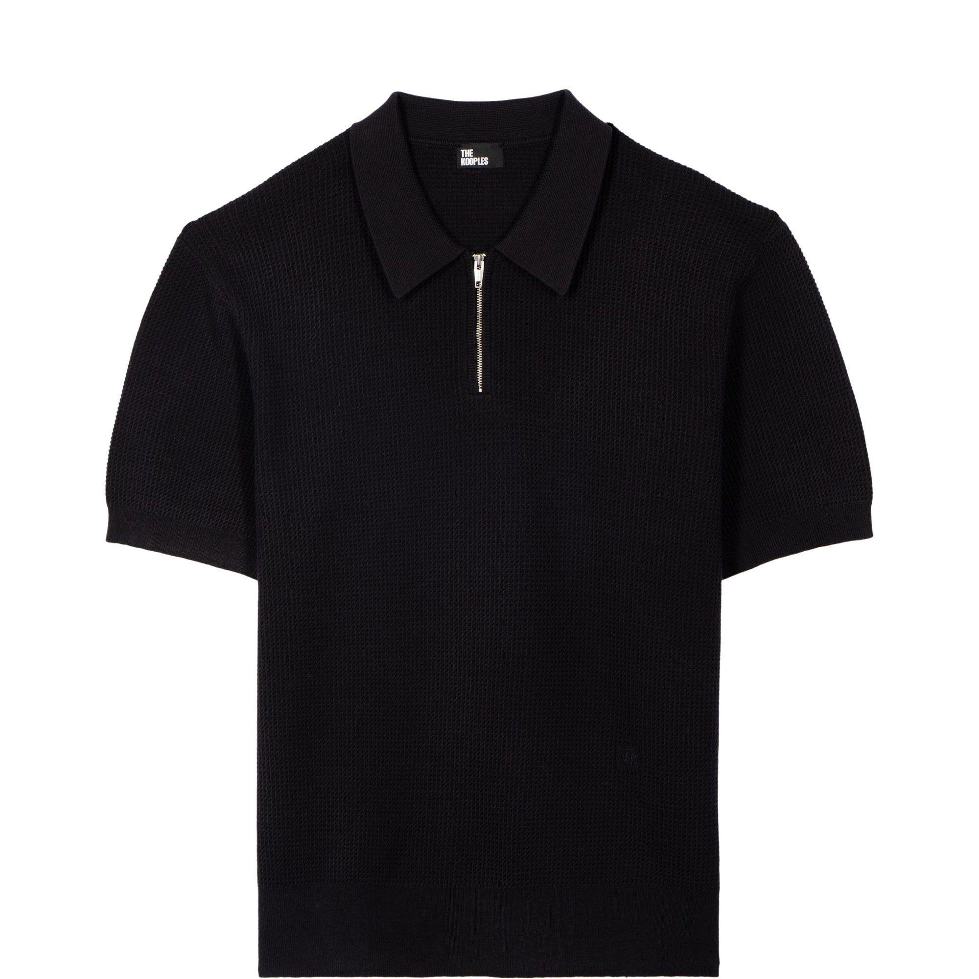 Embroidered Logo Zip Polo Shirt