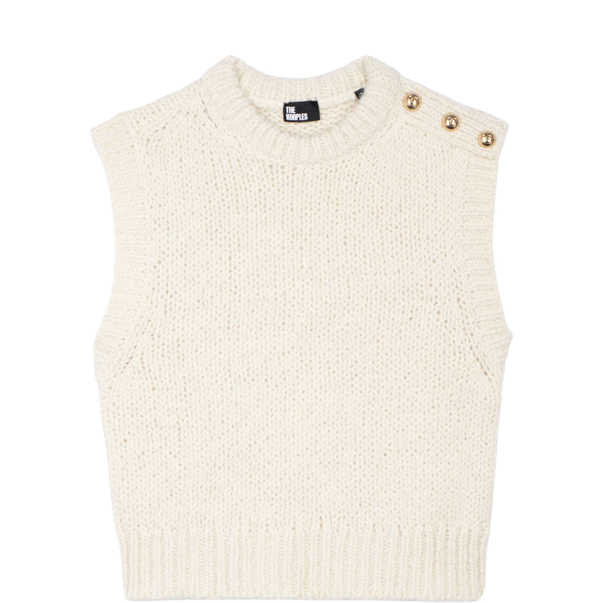 Buttoned Shoulder Knitted Vest