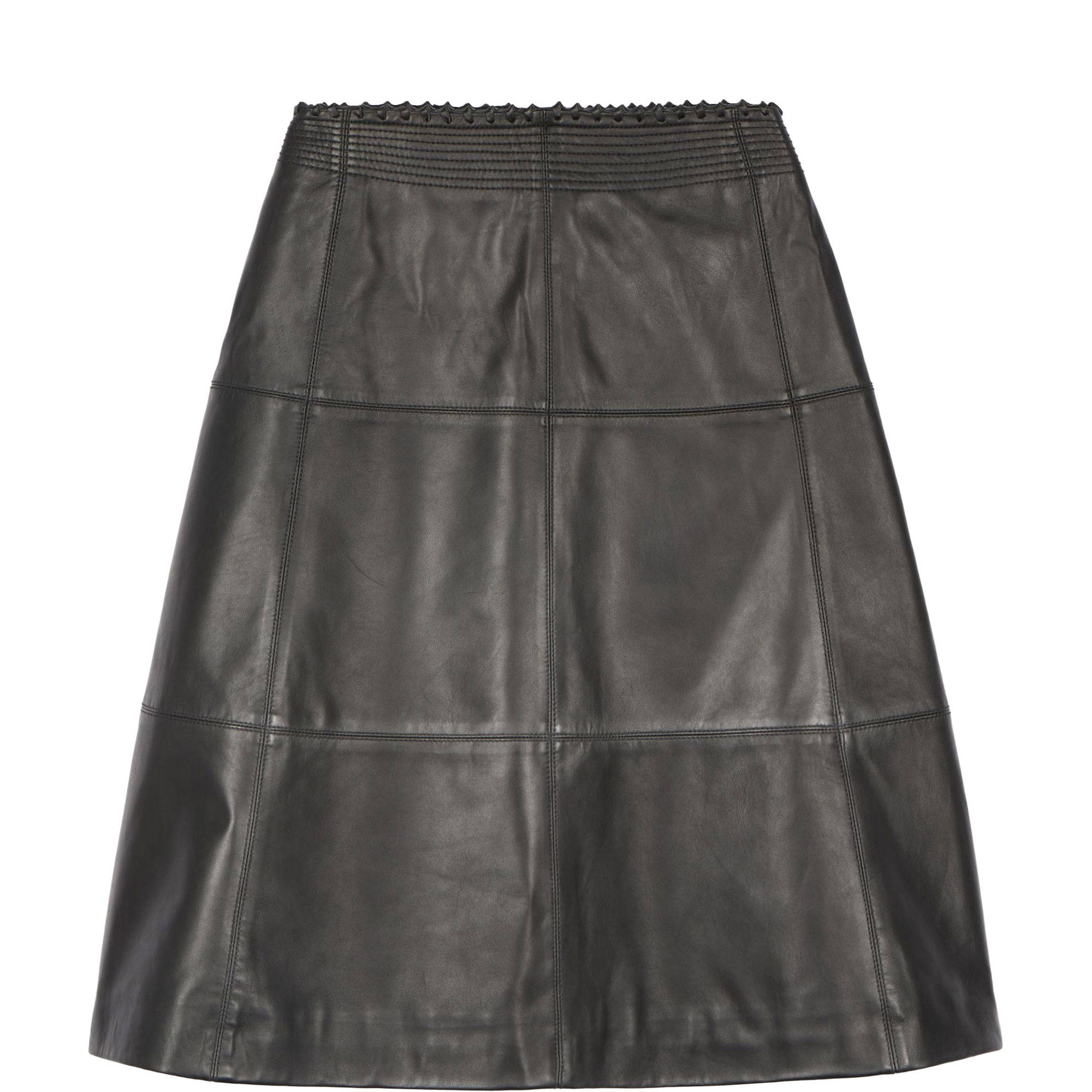 Lace Trim Leather Skirt
