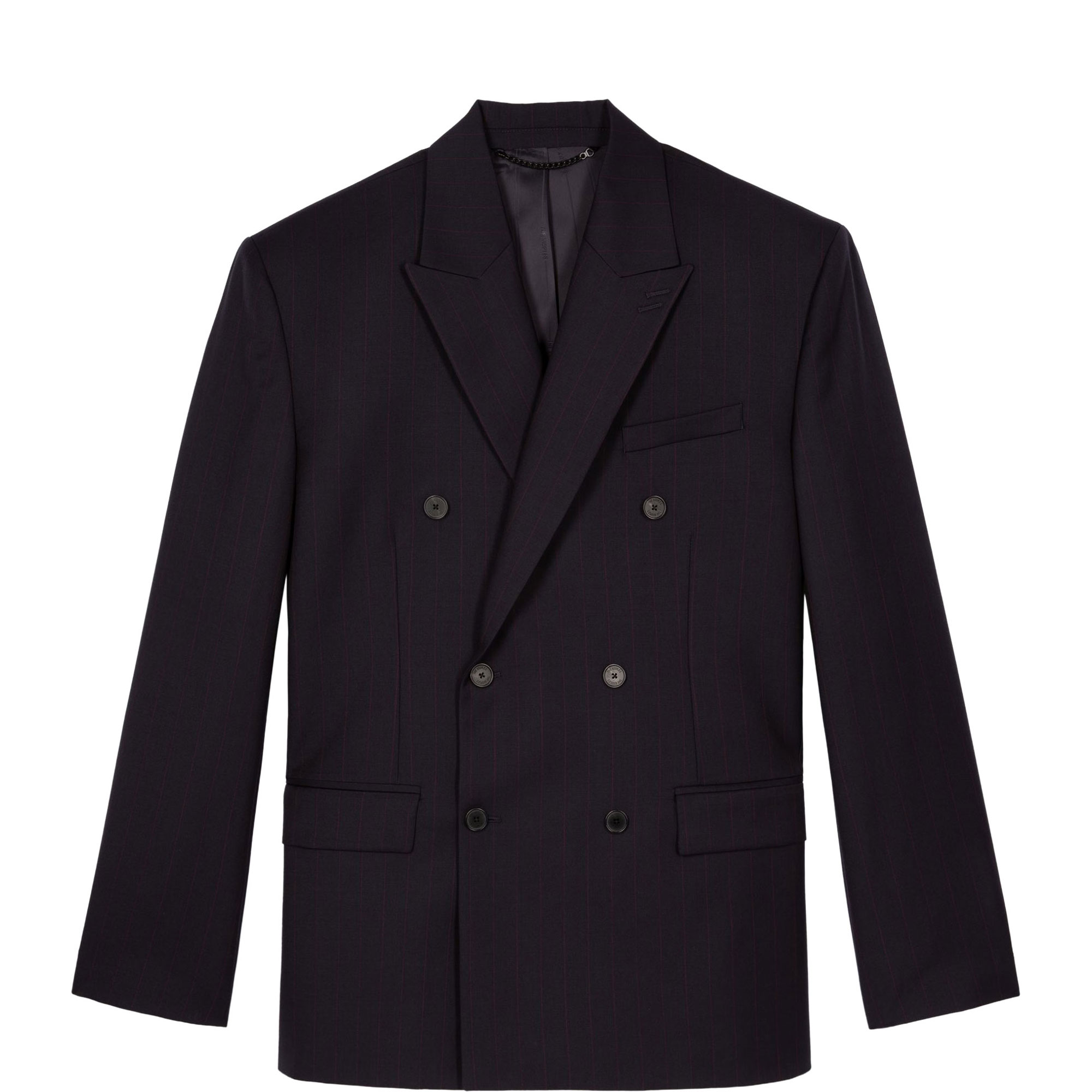 Pinstripe Double-Breasted Suit Jacket