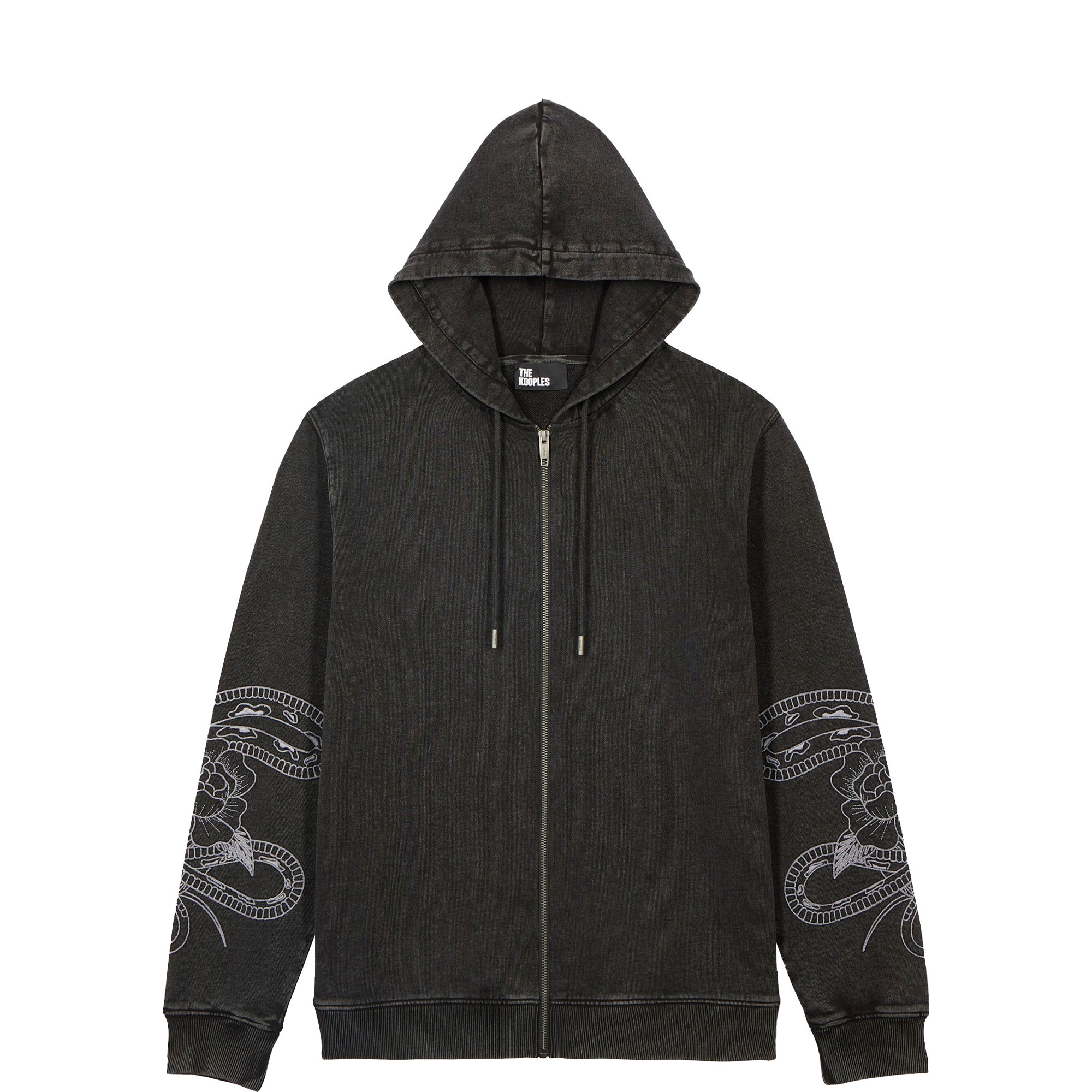 Snake Sleeve Drawstring Zip Hoodie