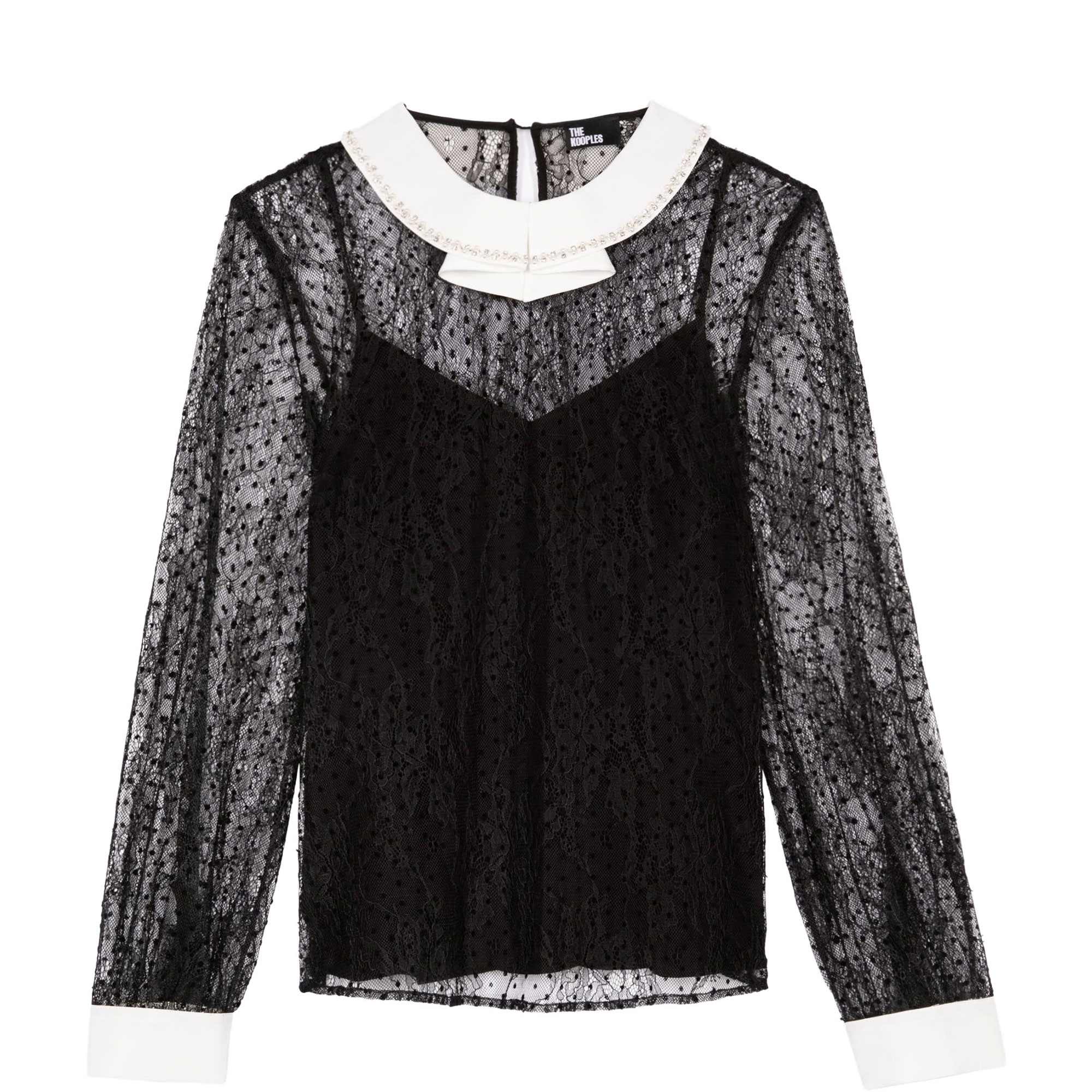 Plumetis Embellished Lace Top