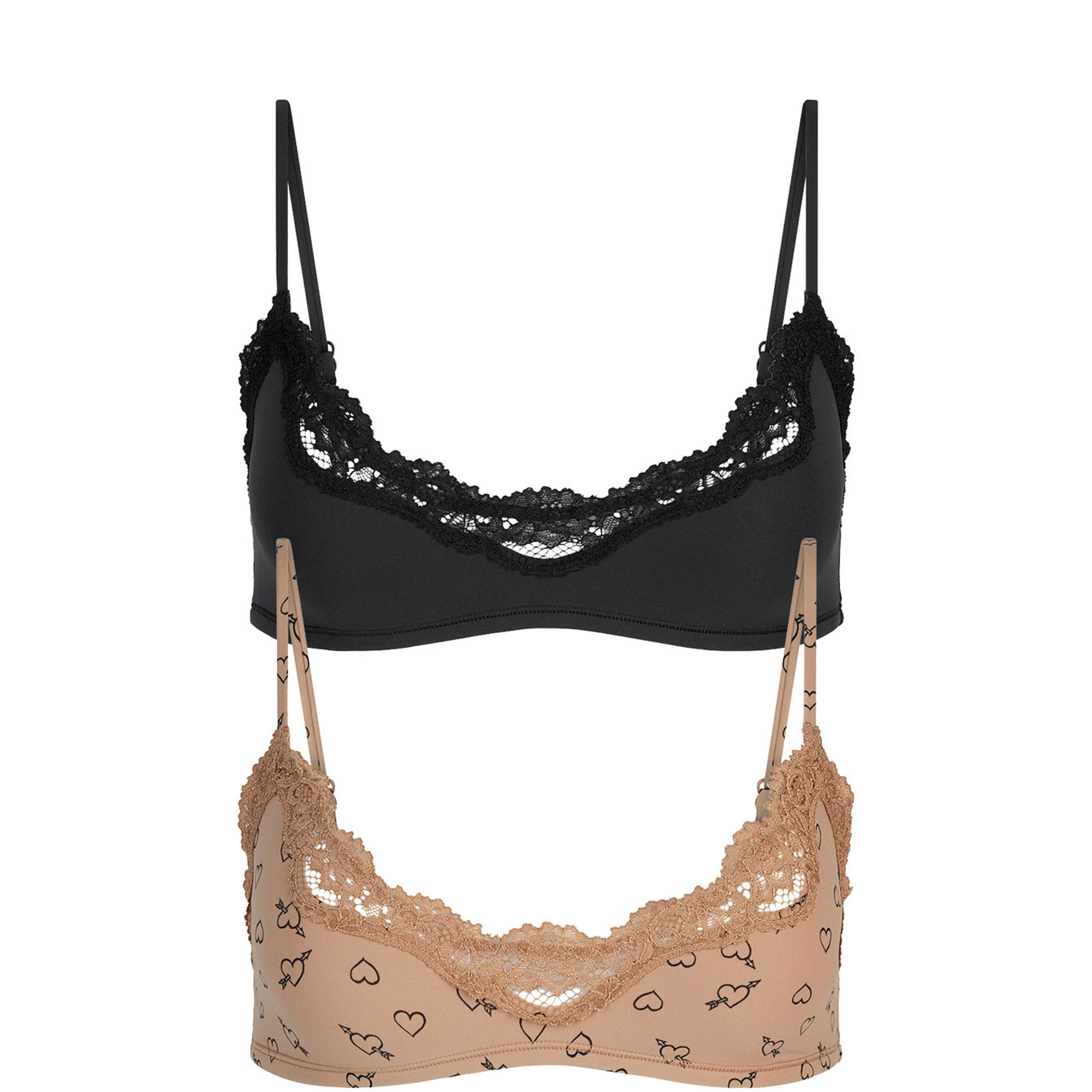 Scoop Bralette 2-Pack Onyx & Sketched Hearts