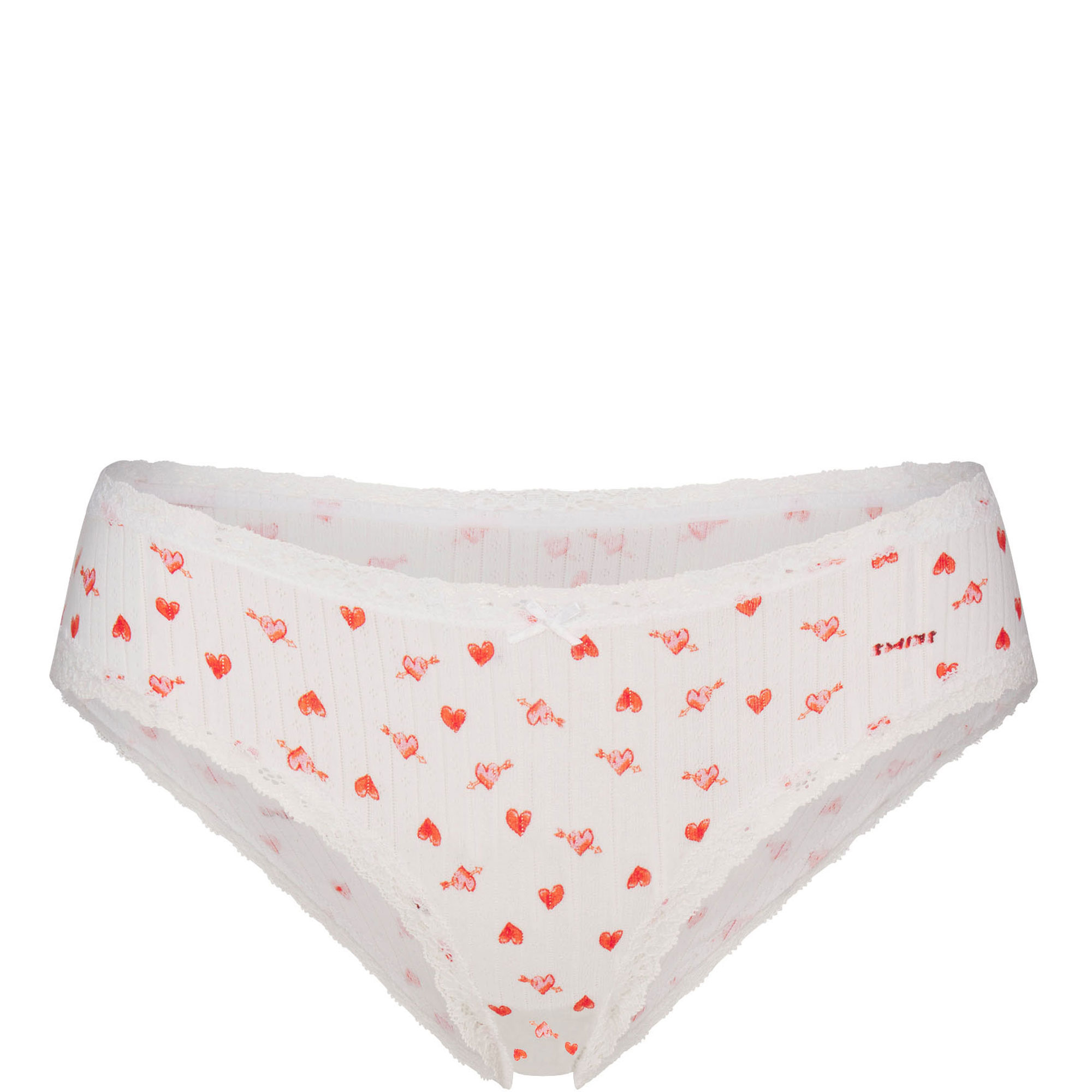 Pointelle Lace Trim Brief Snow Arrowed Hearts