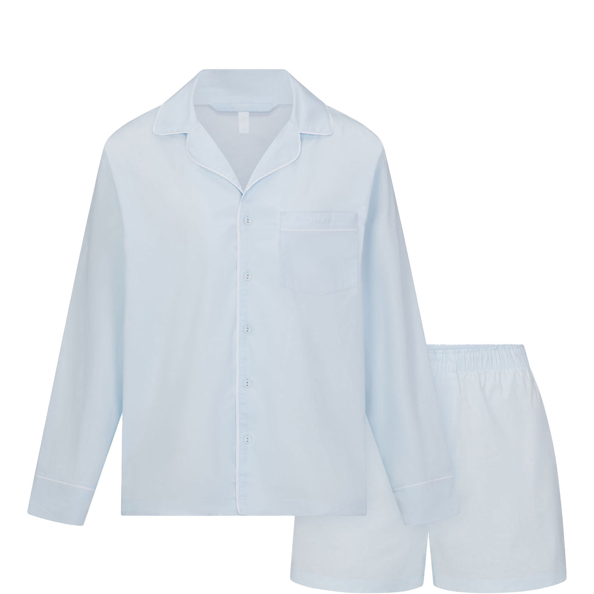 Long Sleeve & Boxer Set Baby Blue Contrast