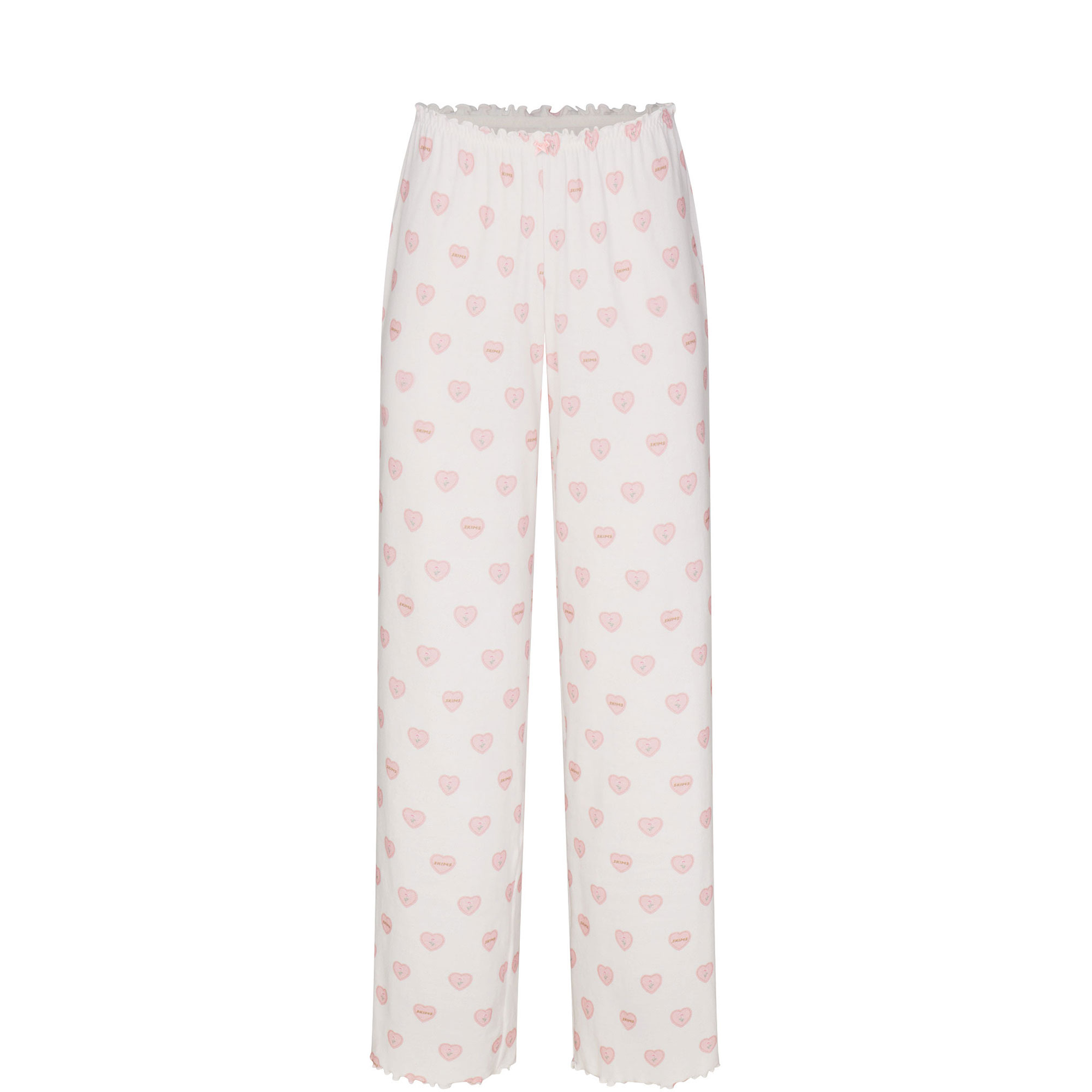 Straight Leg Pants Snow Lace Hearts