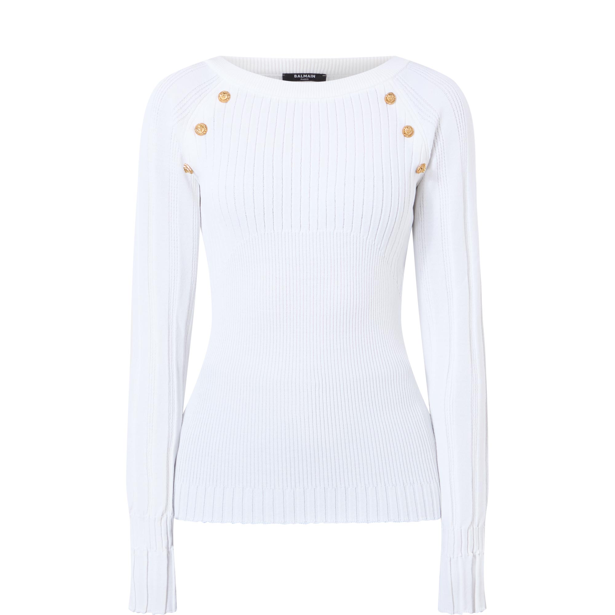 Crest Buttoned Rib Long-Sleeved Top