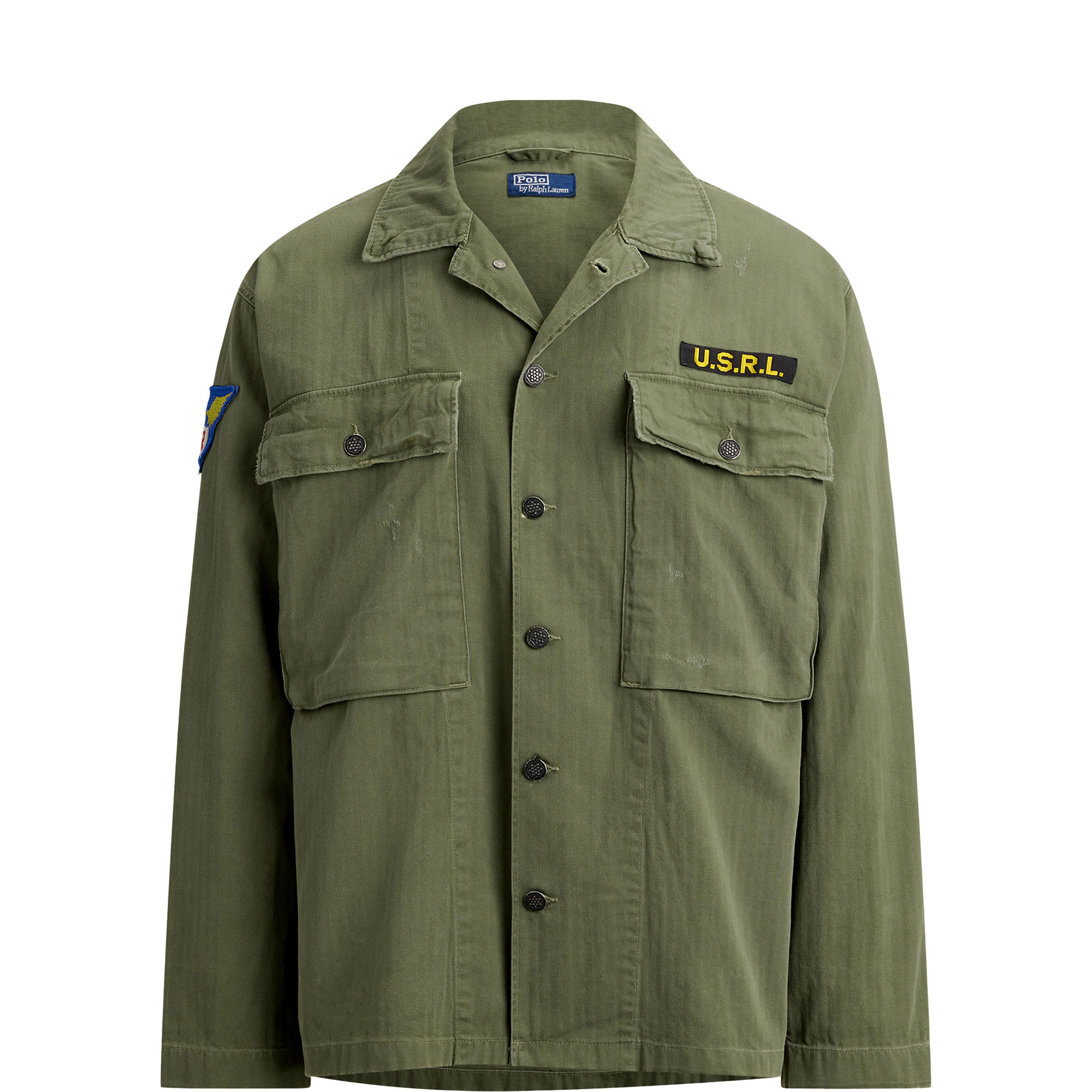 Logo Patch Herringbone Twill Overshirt