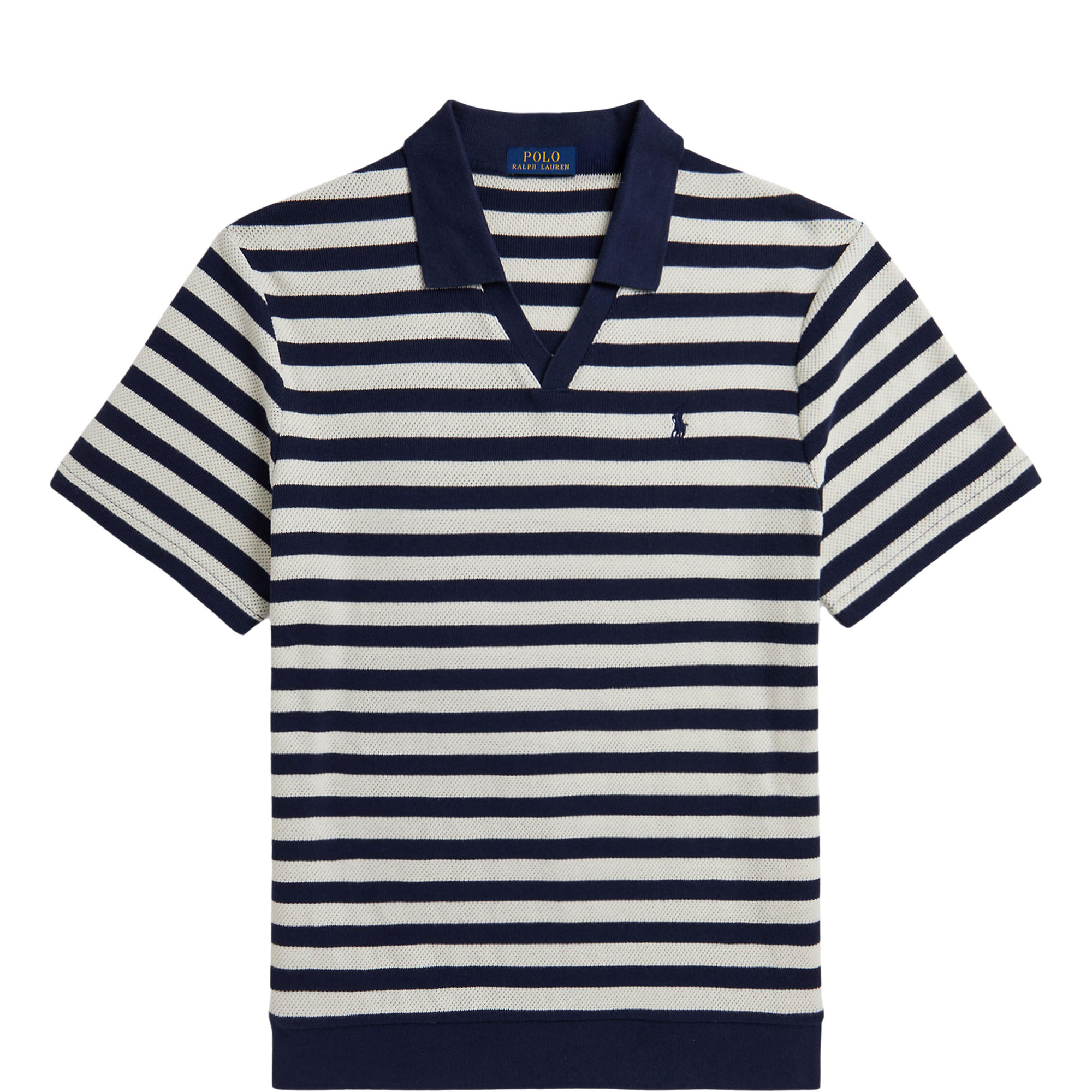 Striped Pointelle Polo Shirt