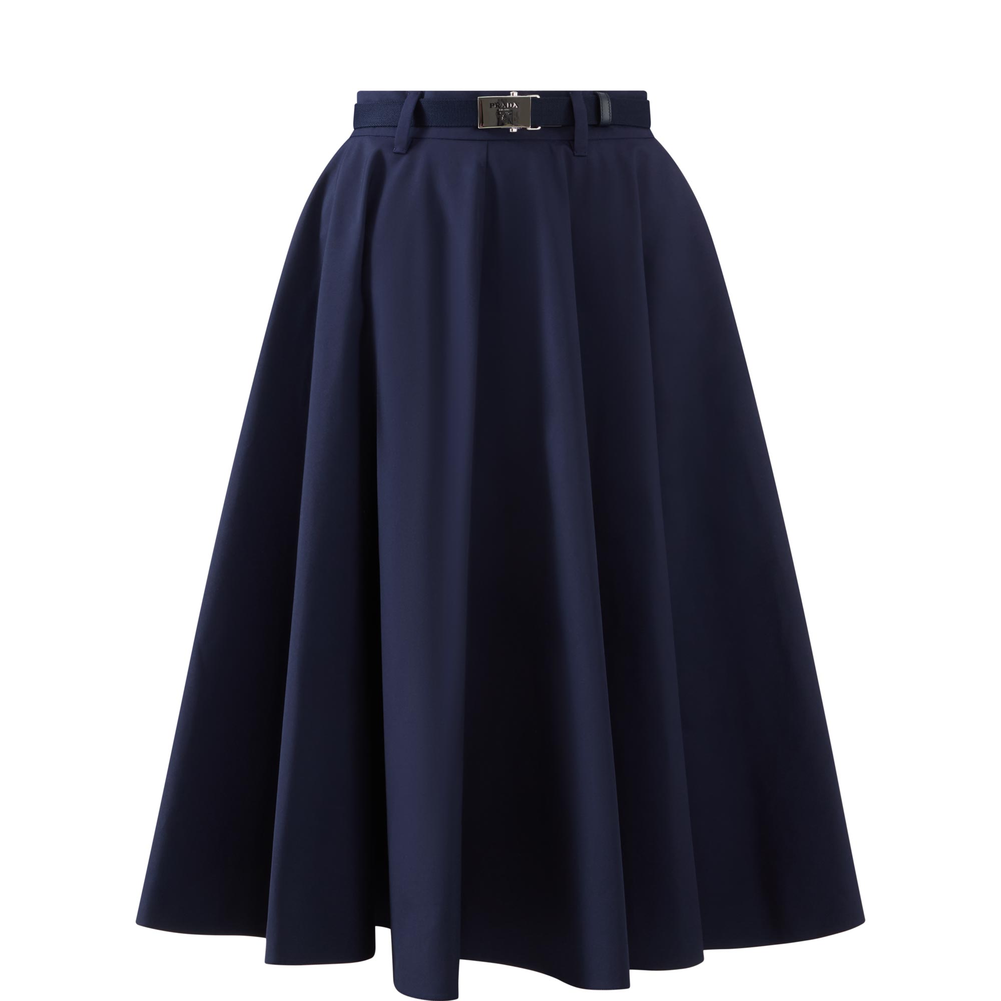 High-Rise Belted Flared Skirt