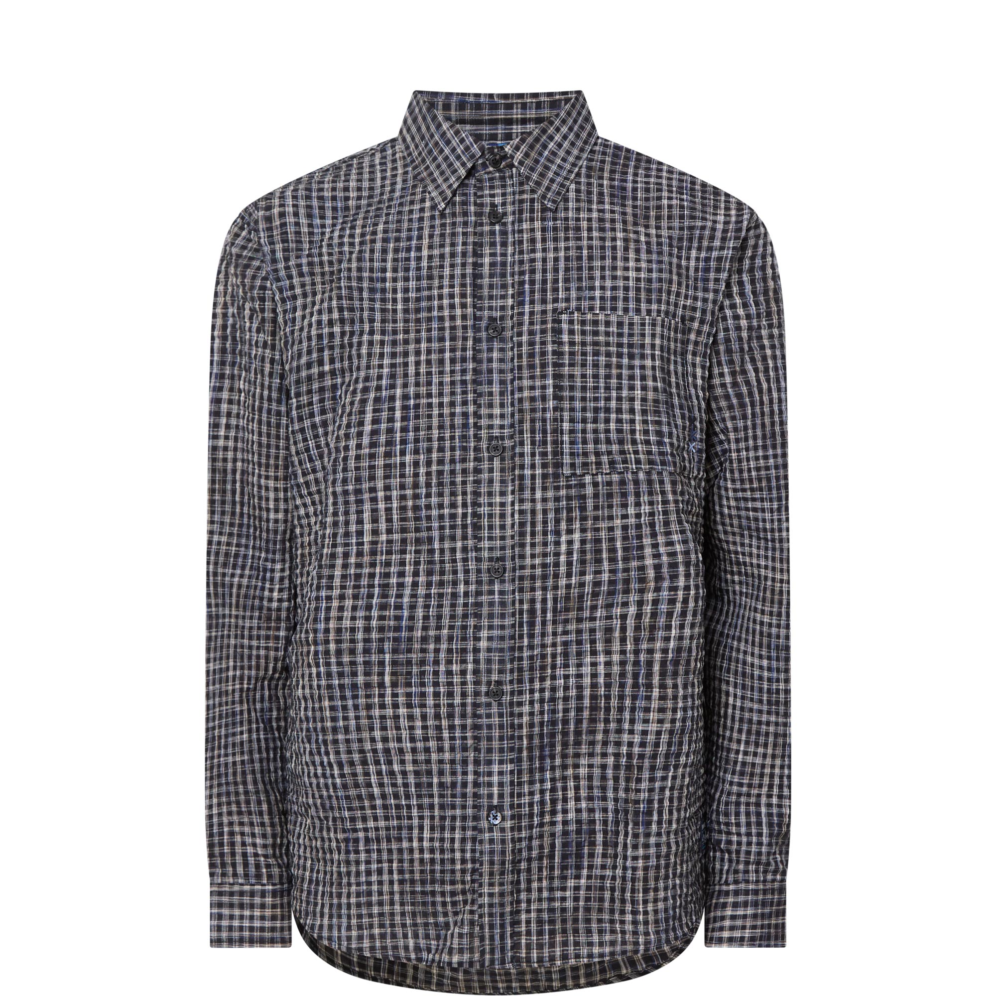 Seersucker Check Relaxed Casual Shirt