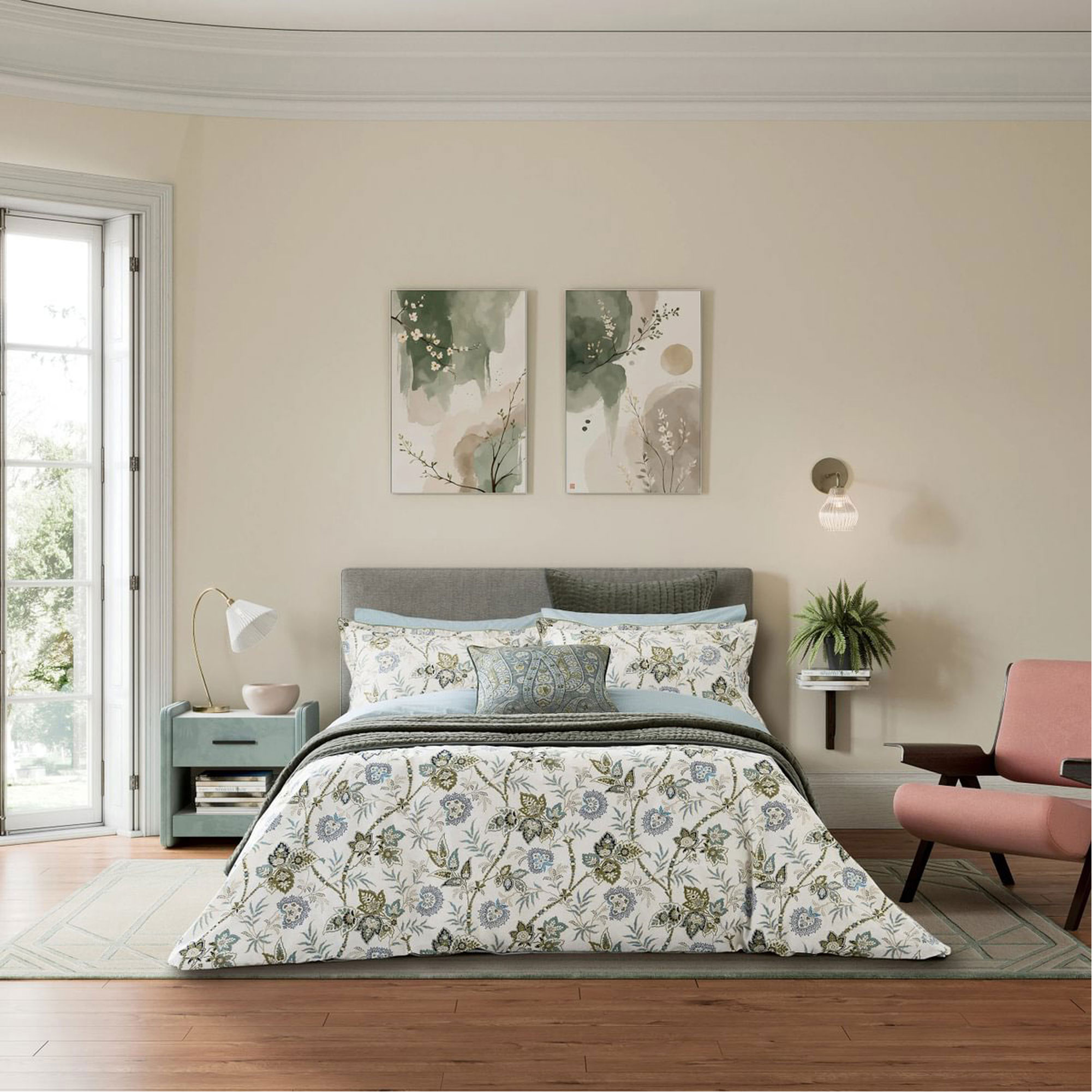 Emira Duvet Set Teal & Green