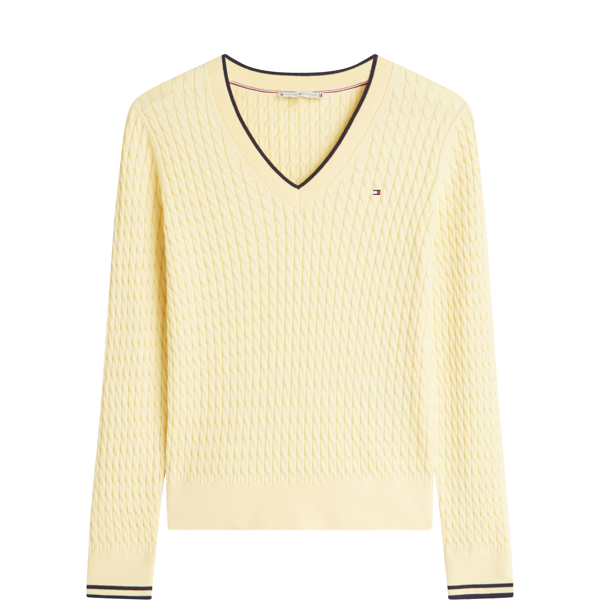 Logo Flag Cable Knit Sweater