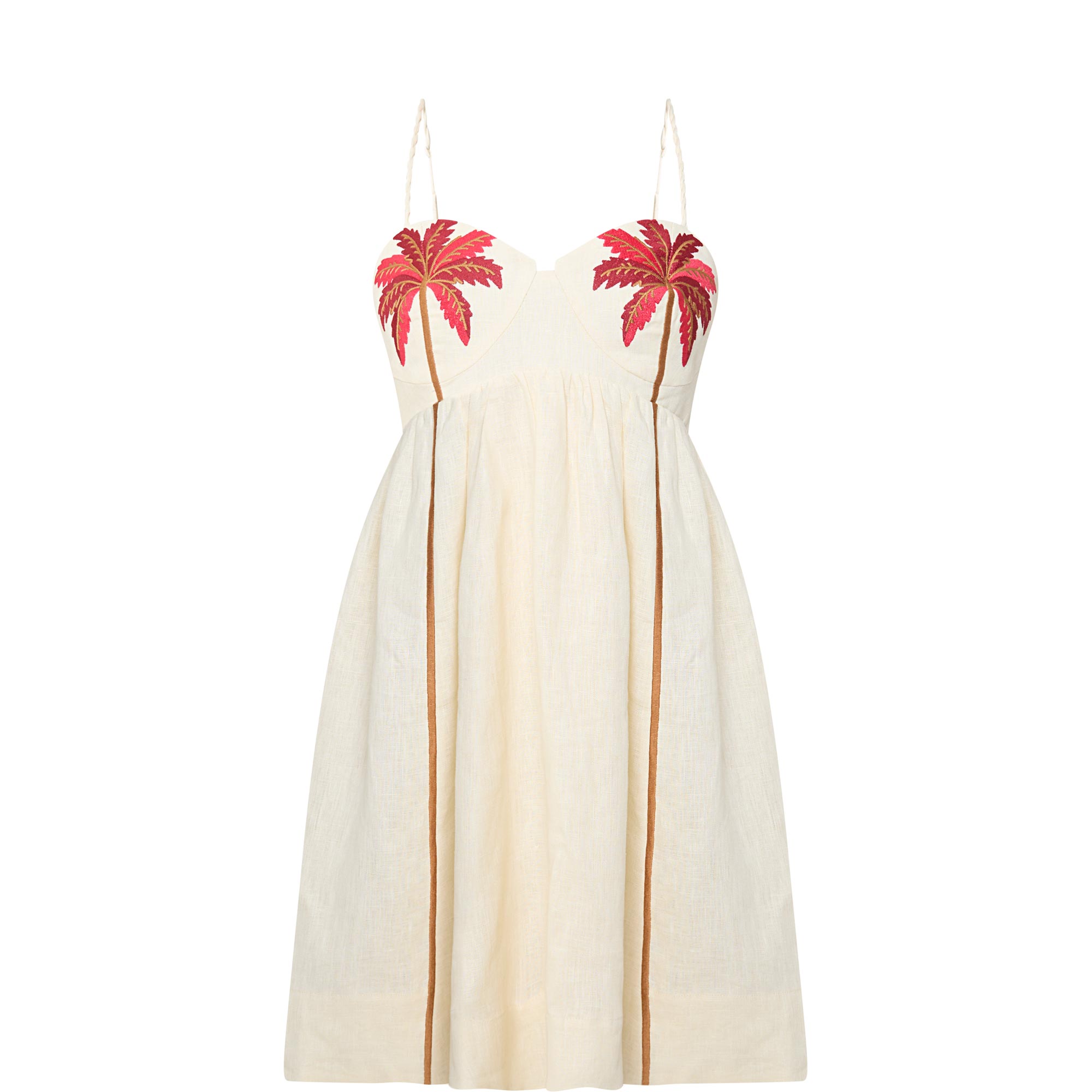 Coconut Tree Embroidered Mini Dress
