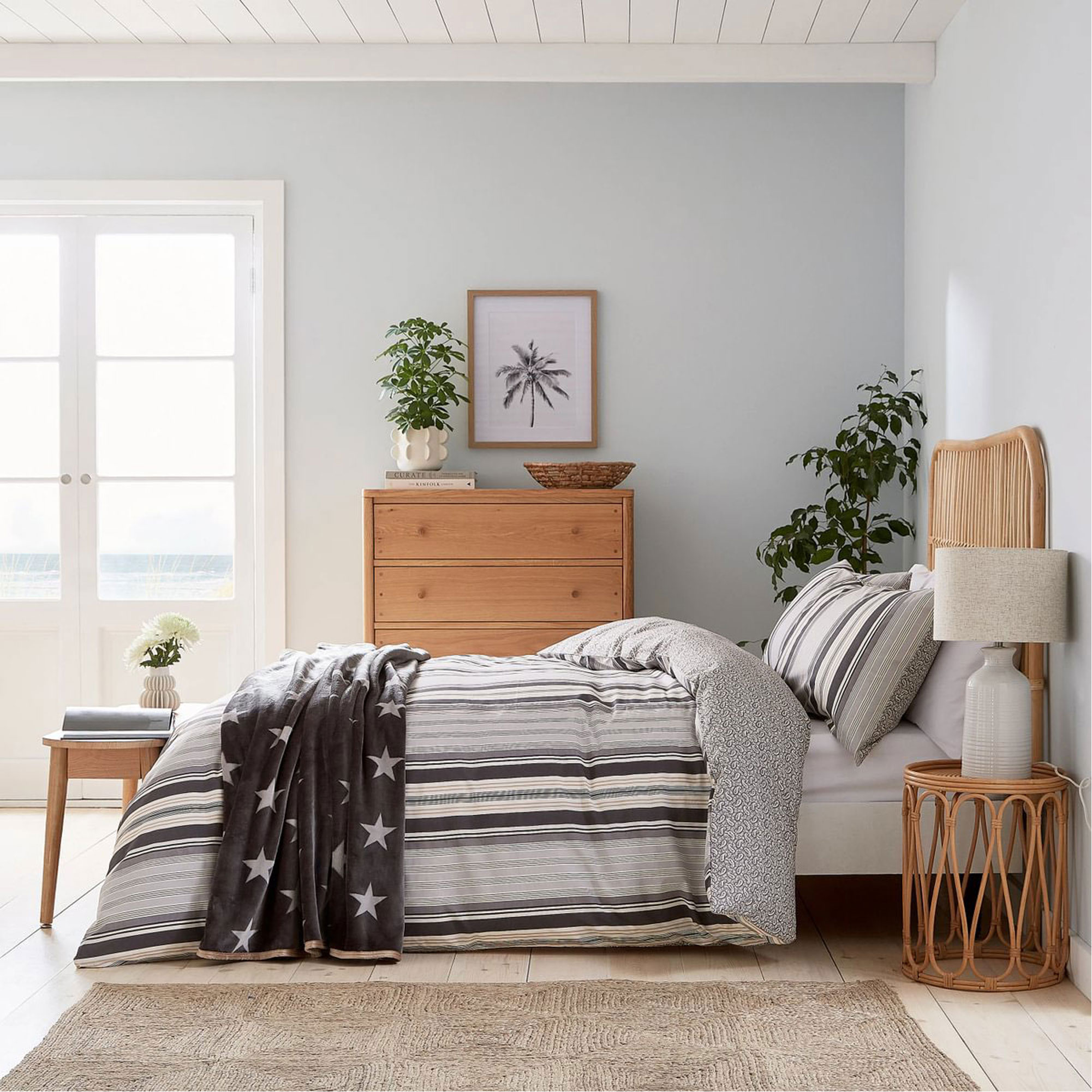 Beach House Duvet Set Linen & Grey