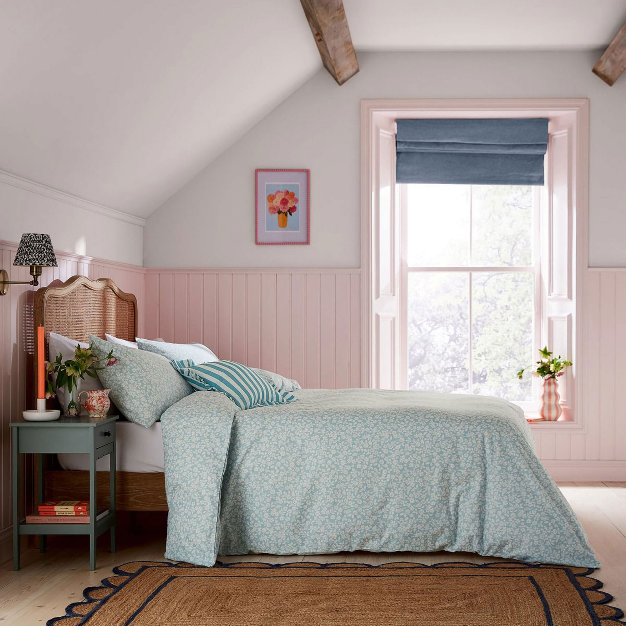 Rosebud Duvet Set Aqua