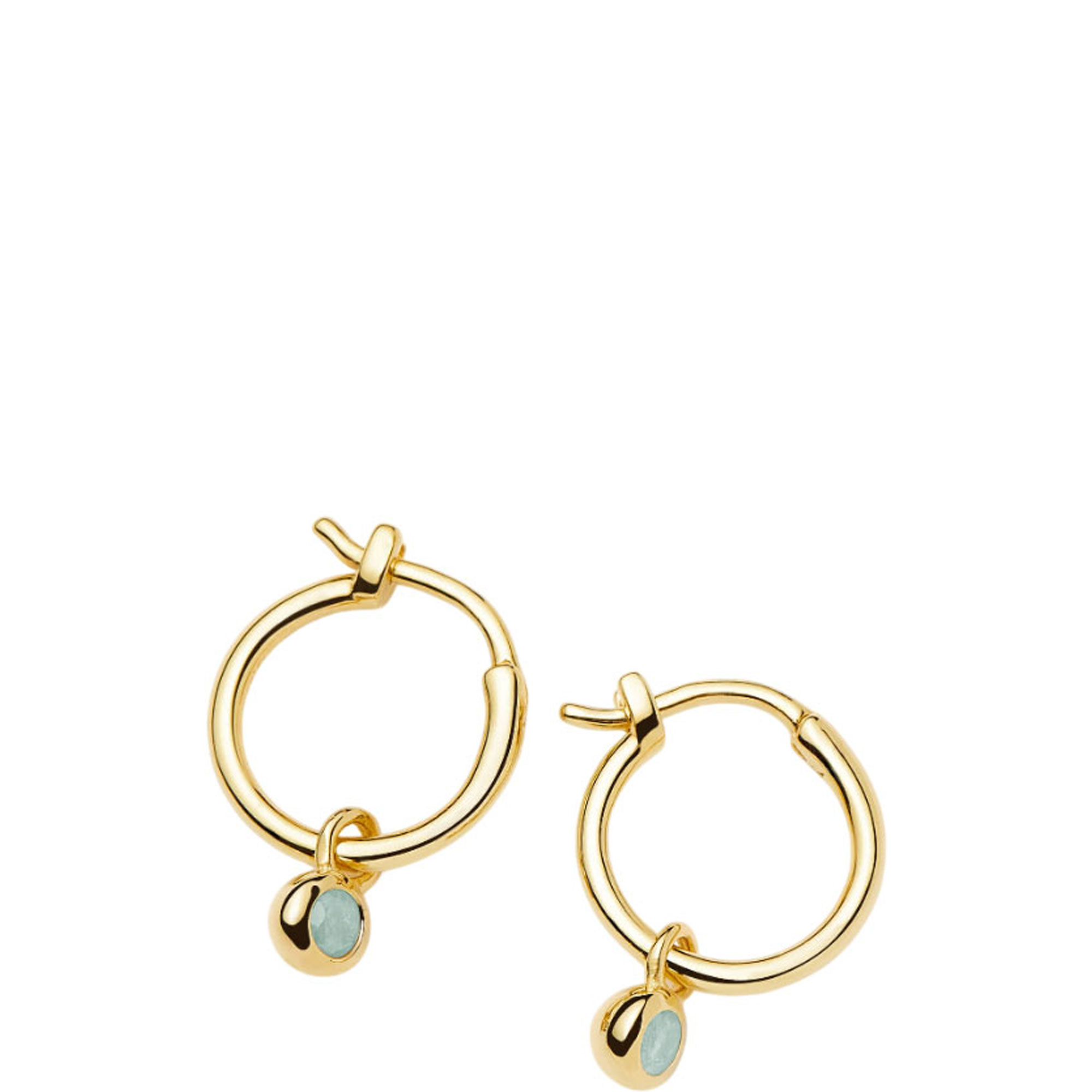 March Birthstone Mini Charm Hoop Earrings