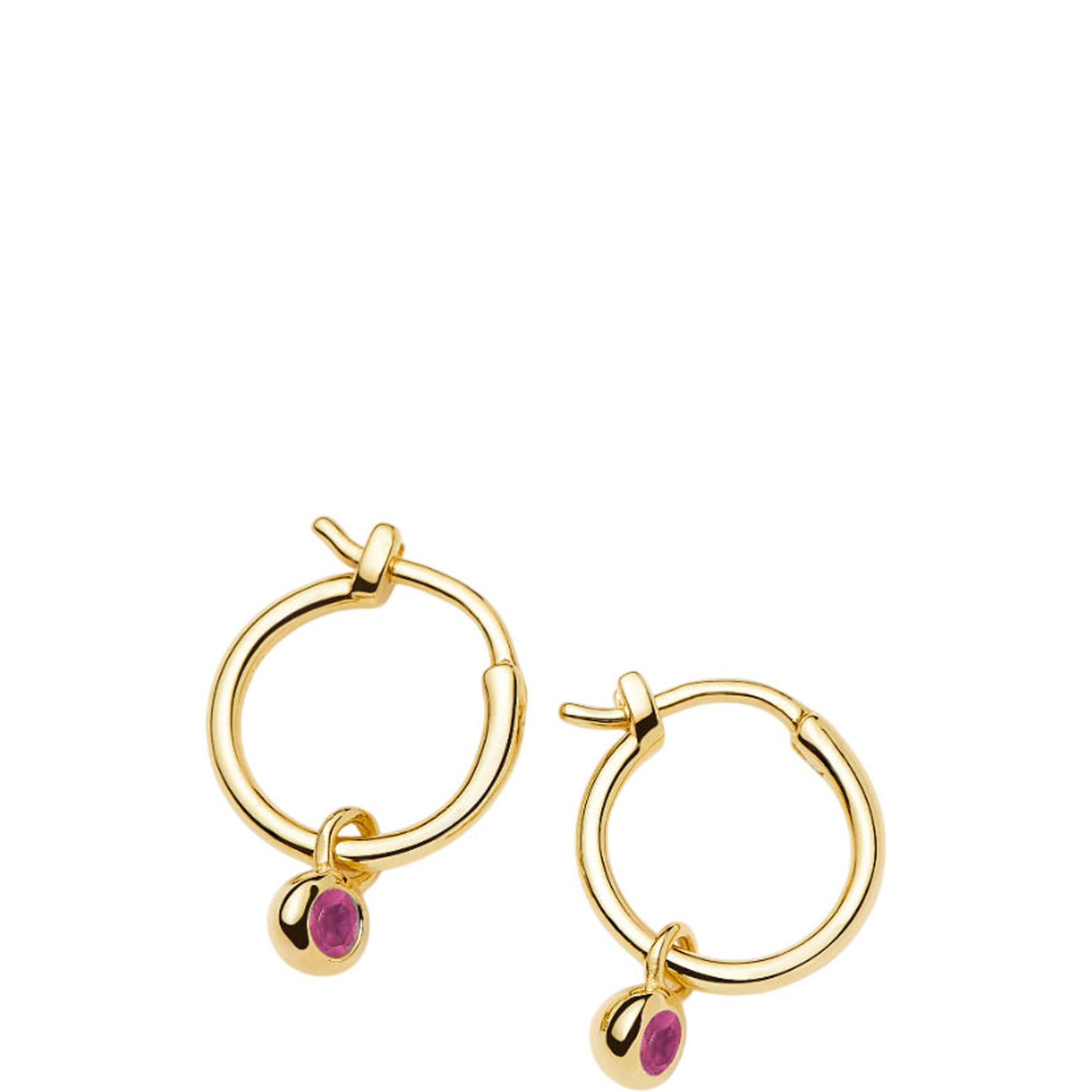 July Birthstone Mini Charm Hoop Earrings
