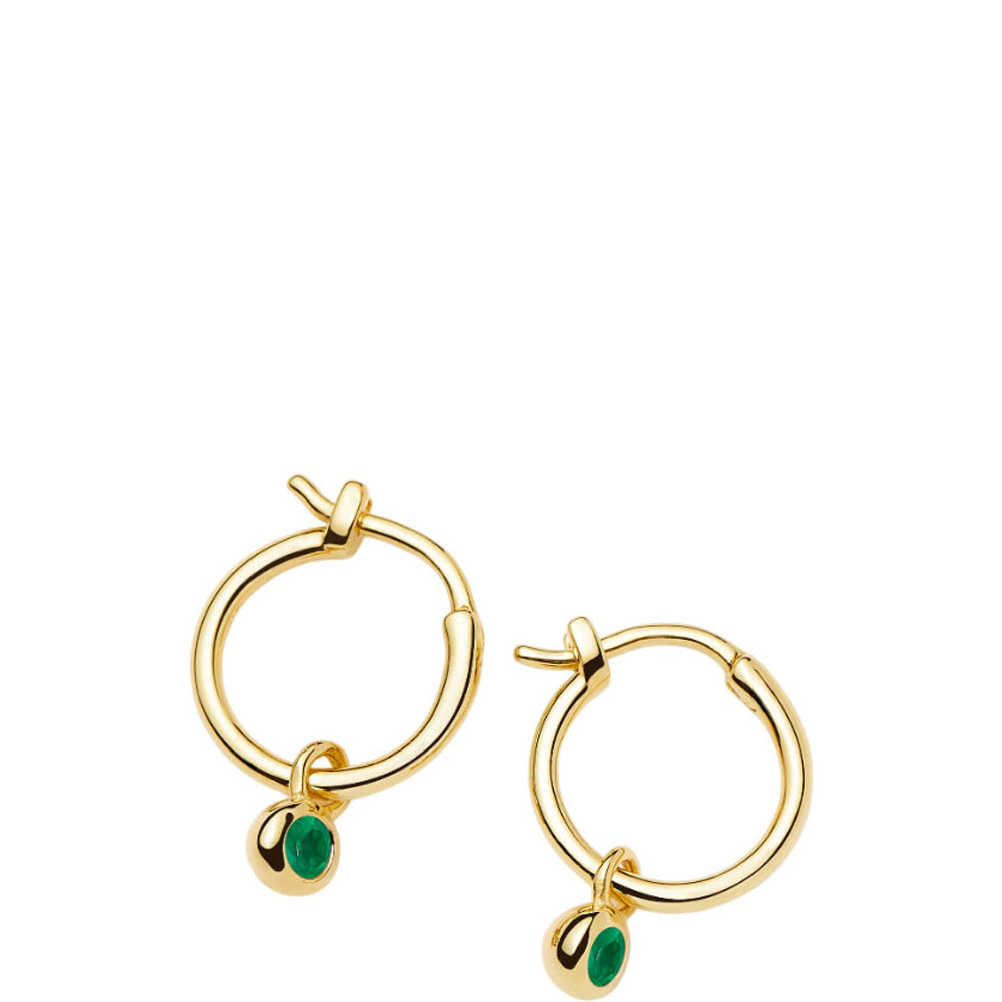 May Birthstone Mini Charm Hoop Earrings