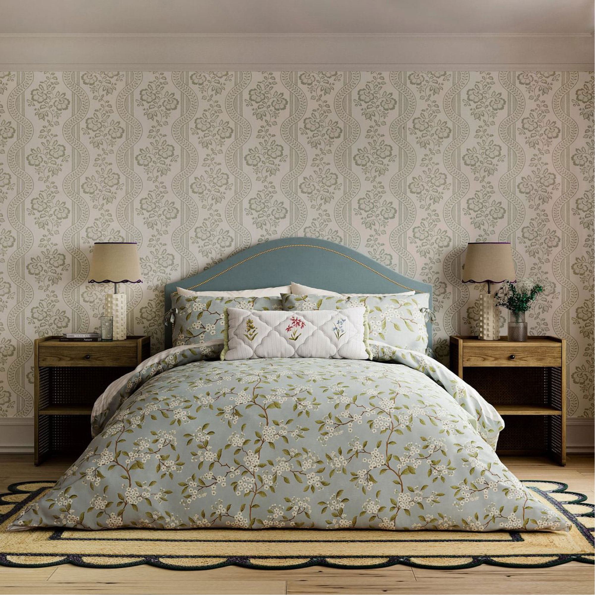 Damson Blossom Duvet Set Porcelain