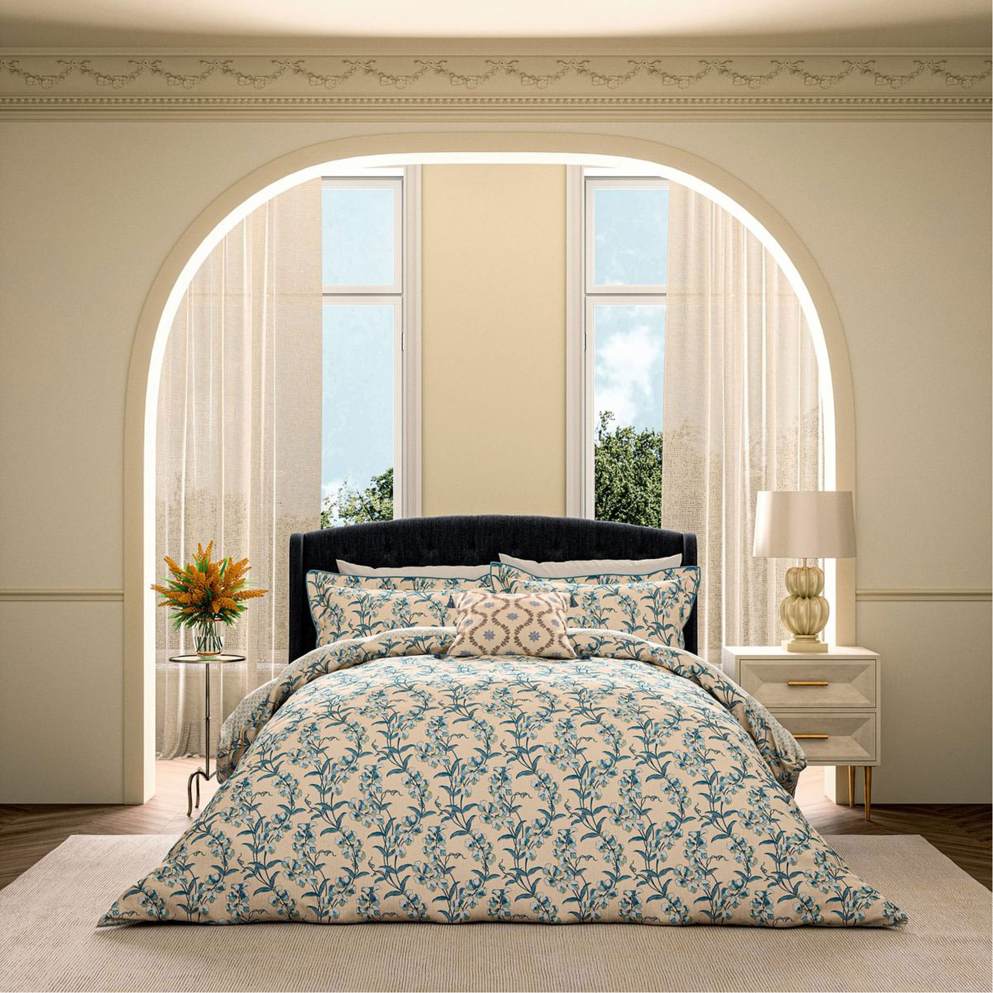 Sweet Tendrils Duvet Set Blue