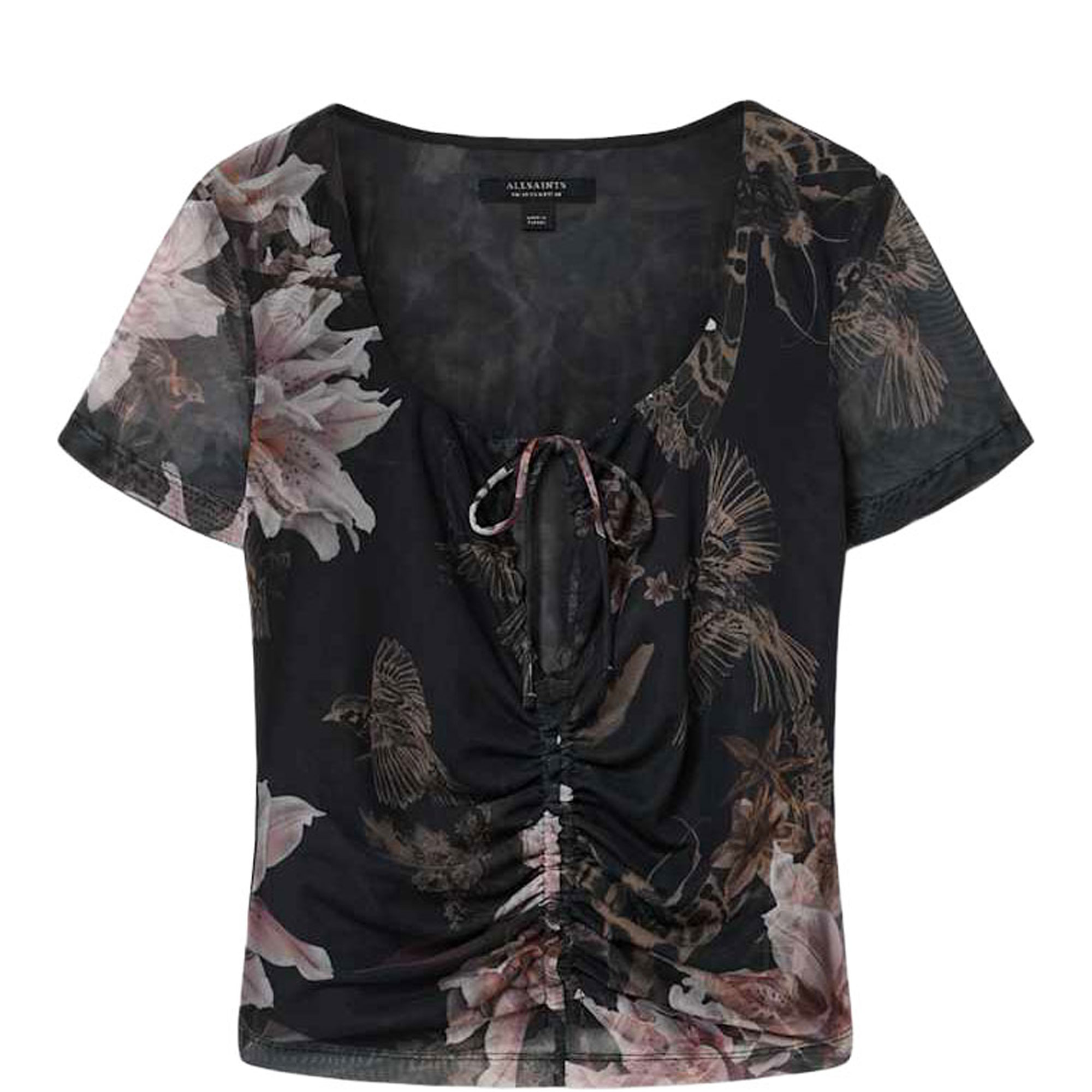 Gabby Mesh Floral Drawcord Top