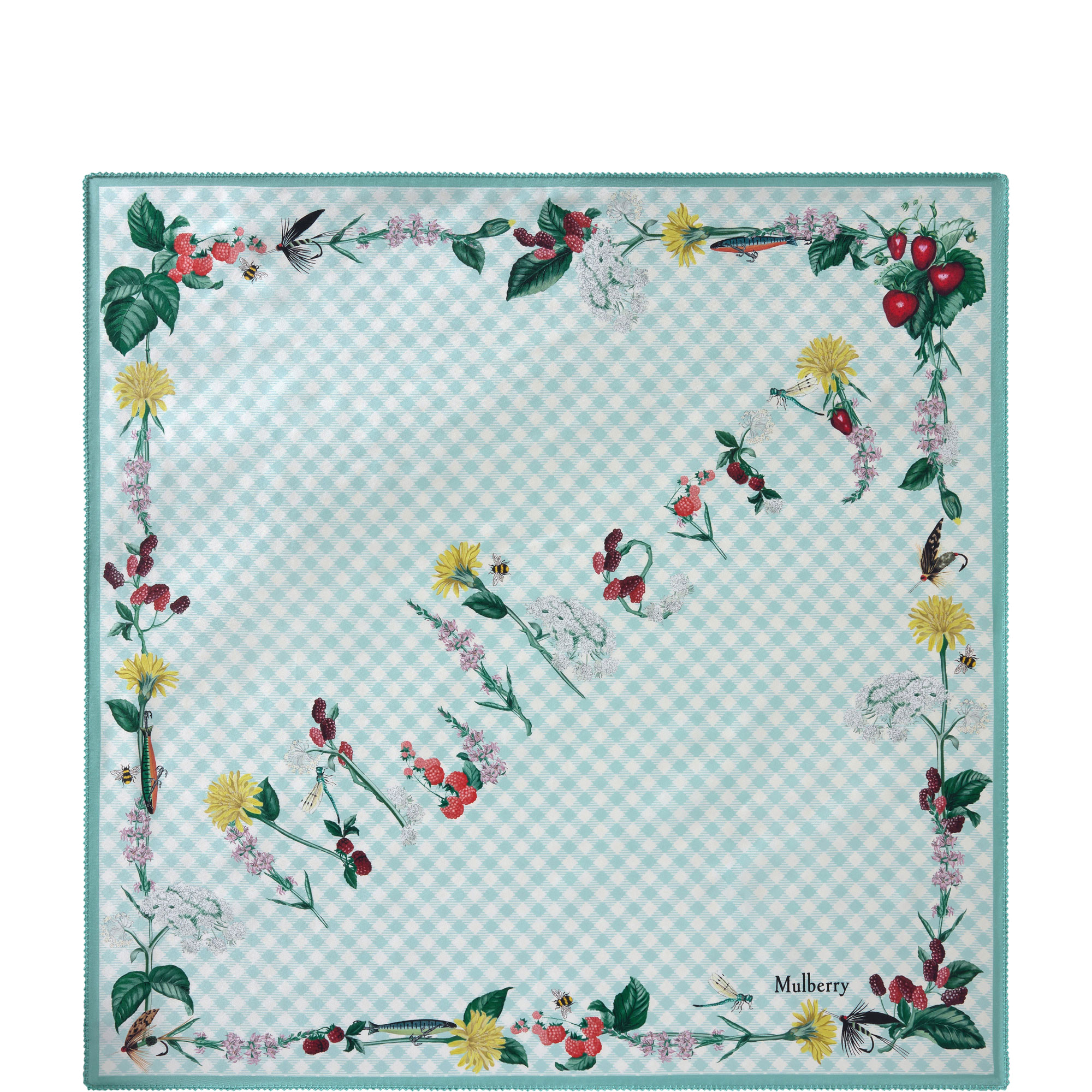 Riverside Floral Logo Check Scarf