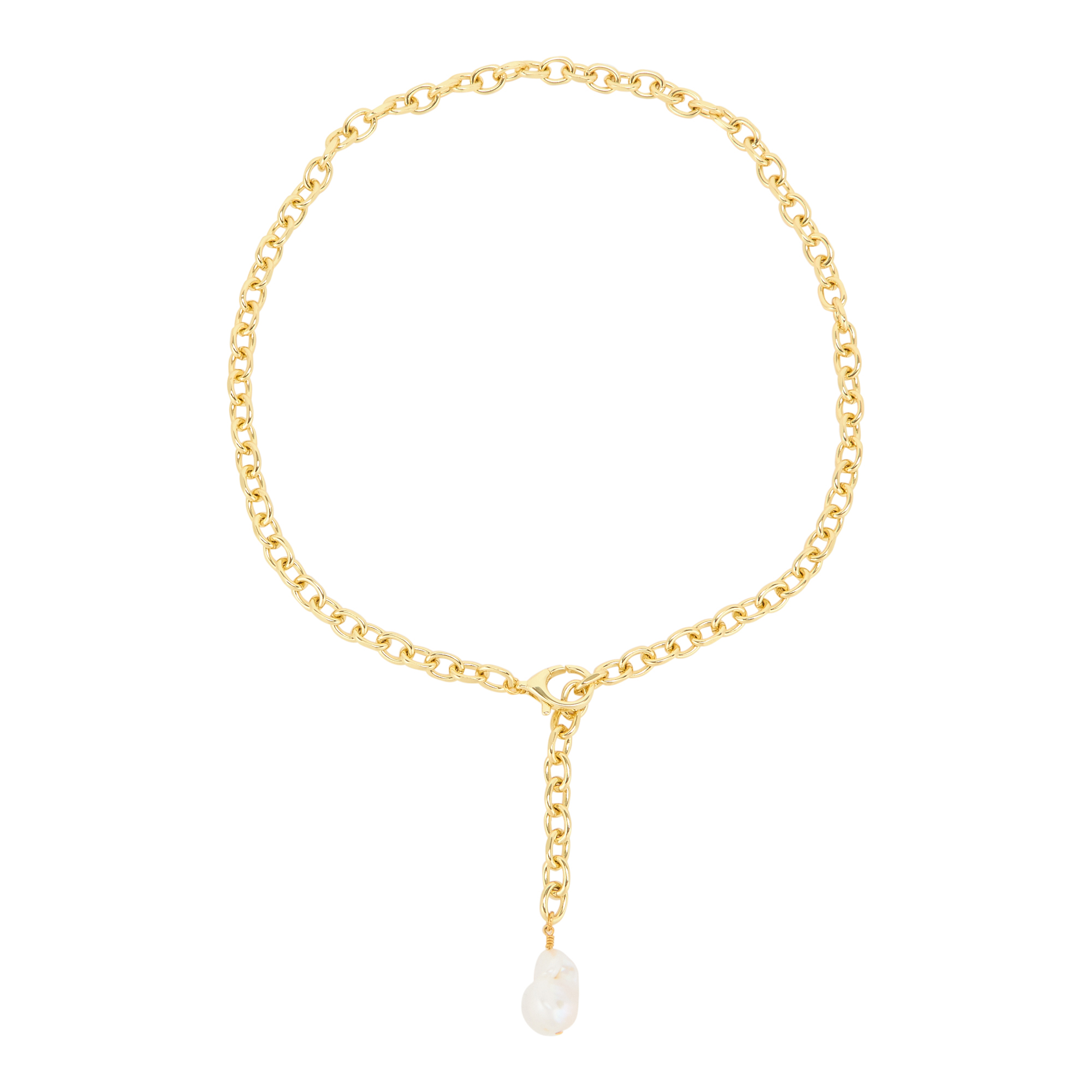 Long Chain Pearl Pendant Necklace