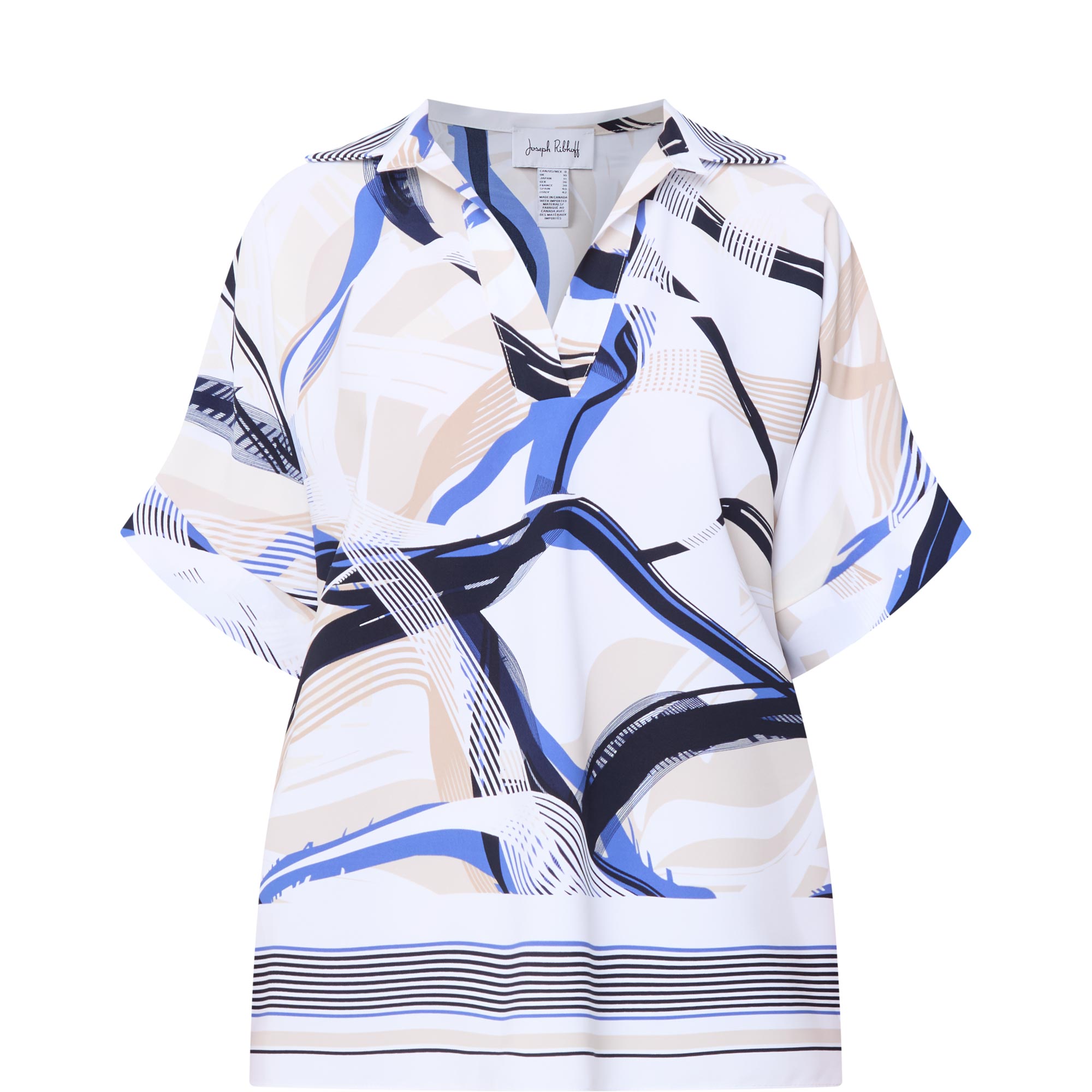 Printed Open Collar Top