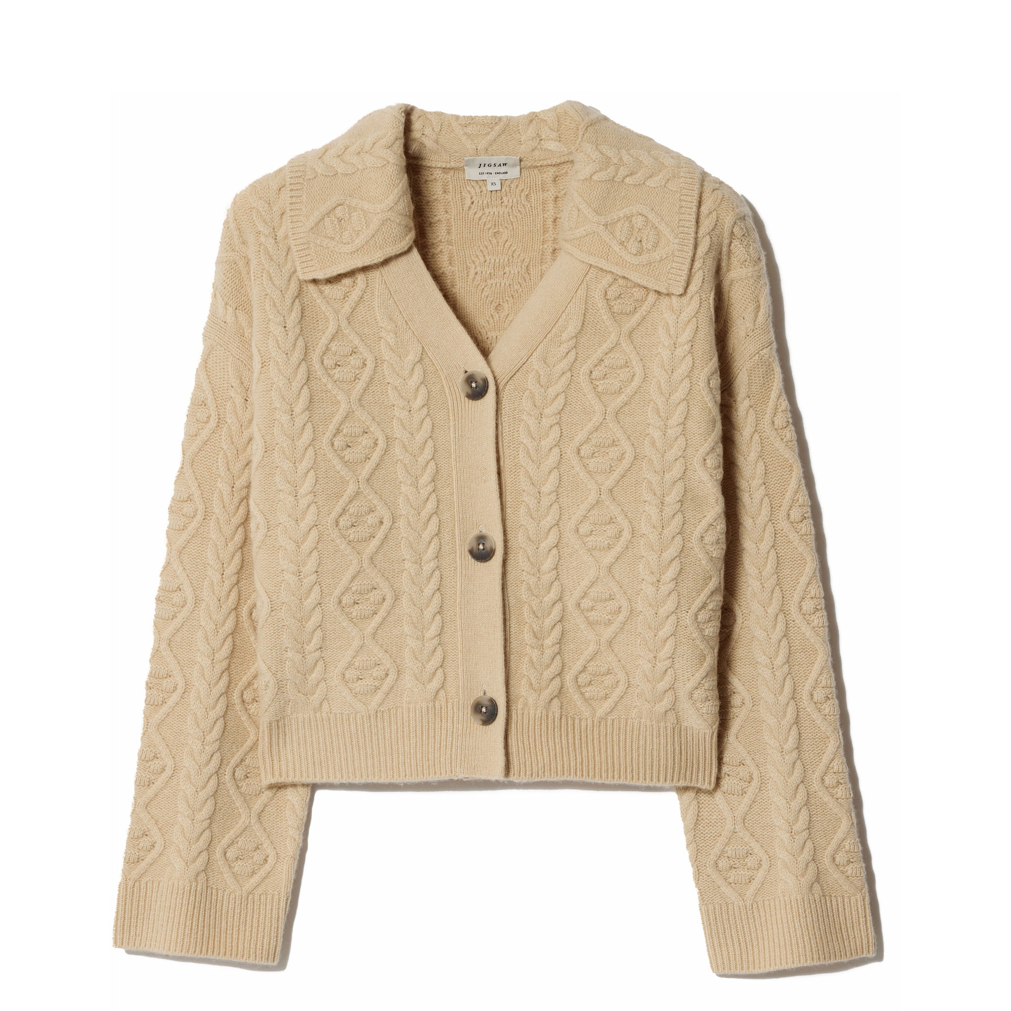 Cable Knit Collared Cardigan