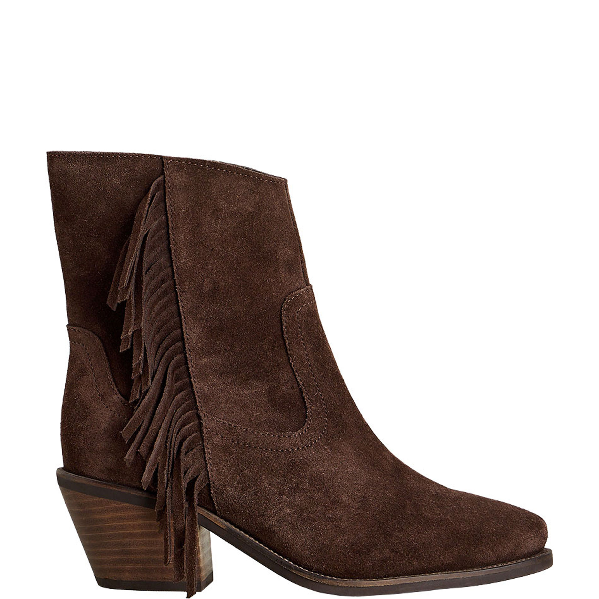 Cherry Fringe Ankle Boots