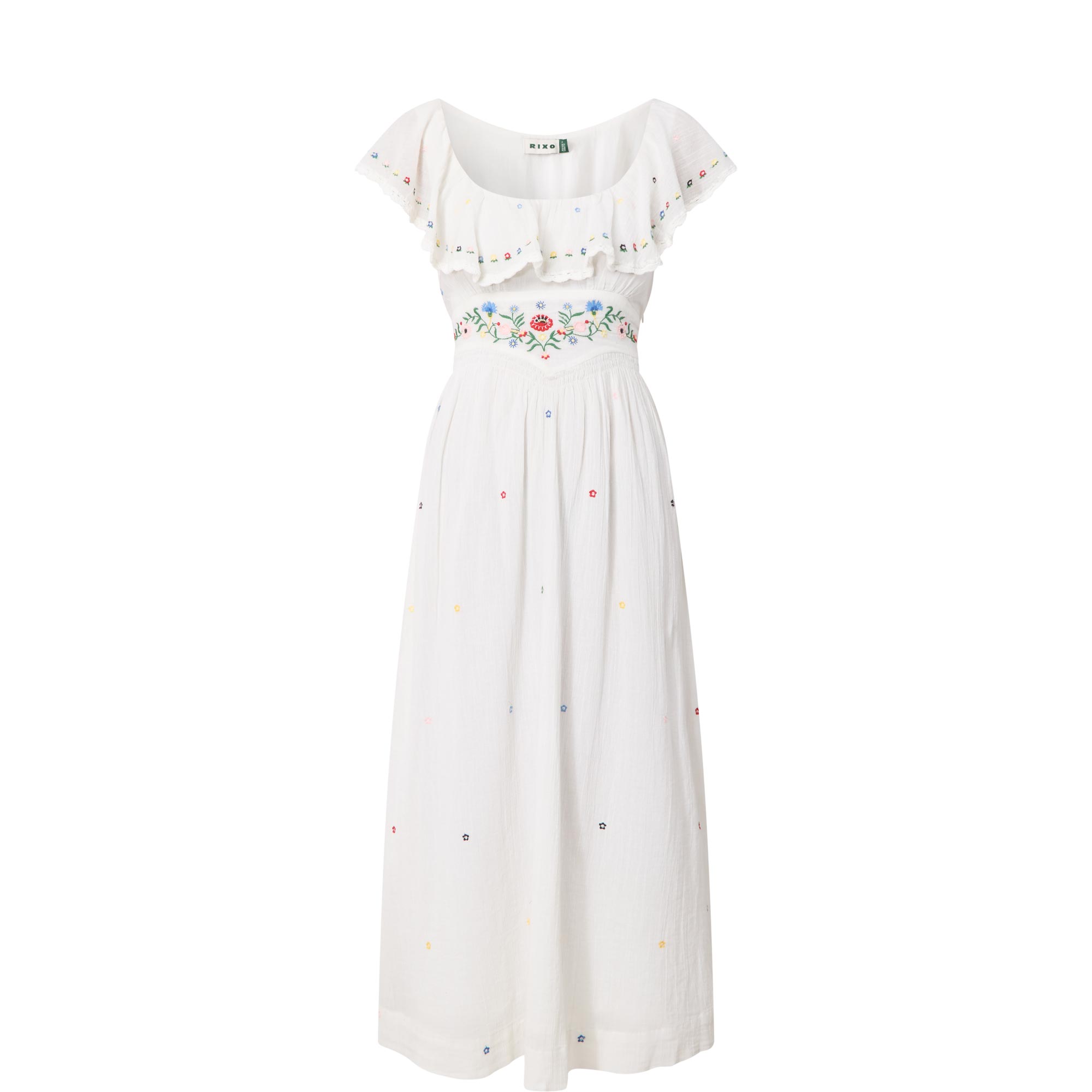 Ebony Floral Embroidered Flared Dress