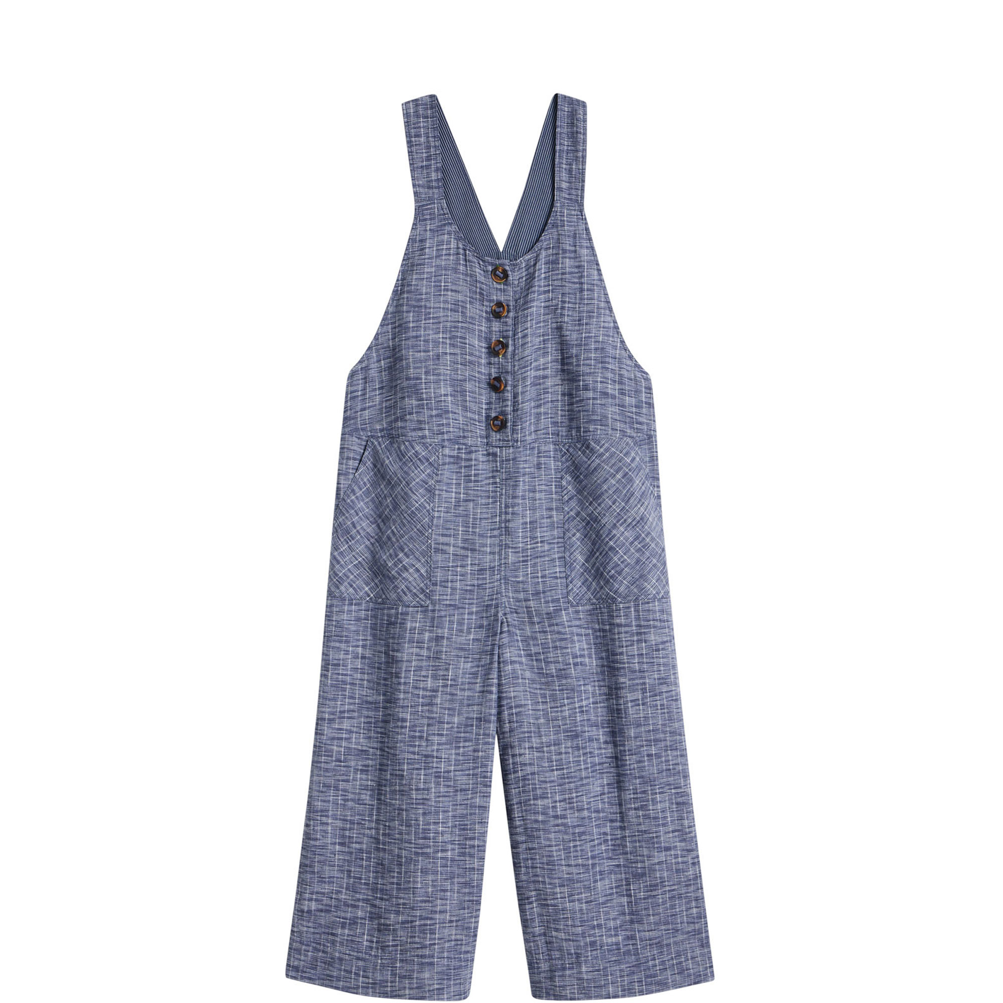 Viola Button Front Linen Dungarees