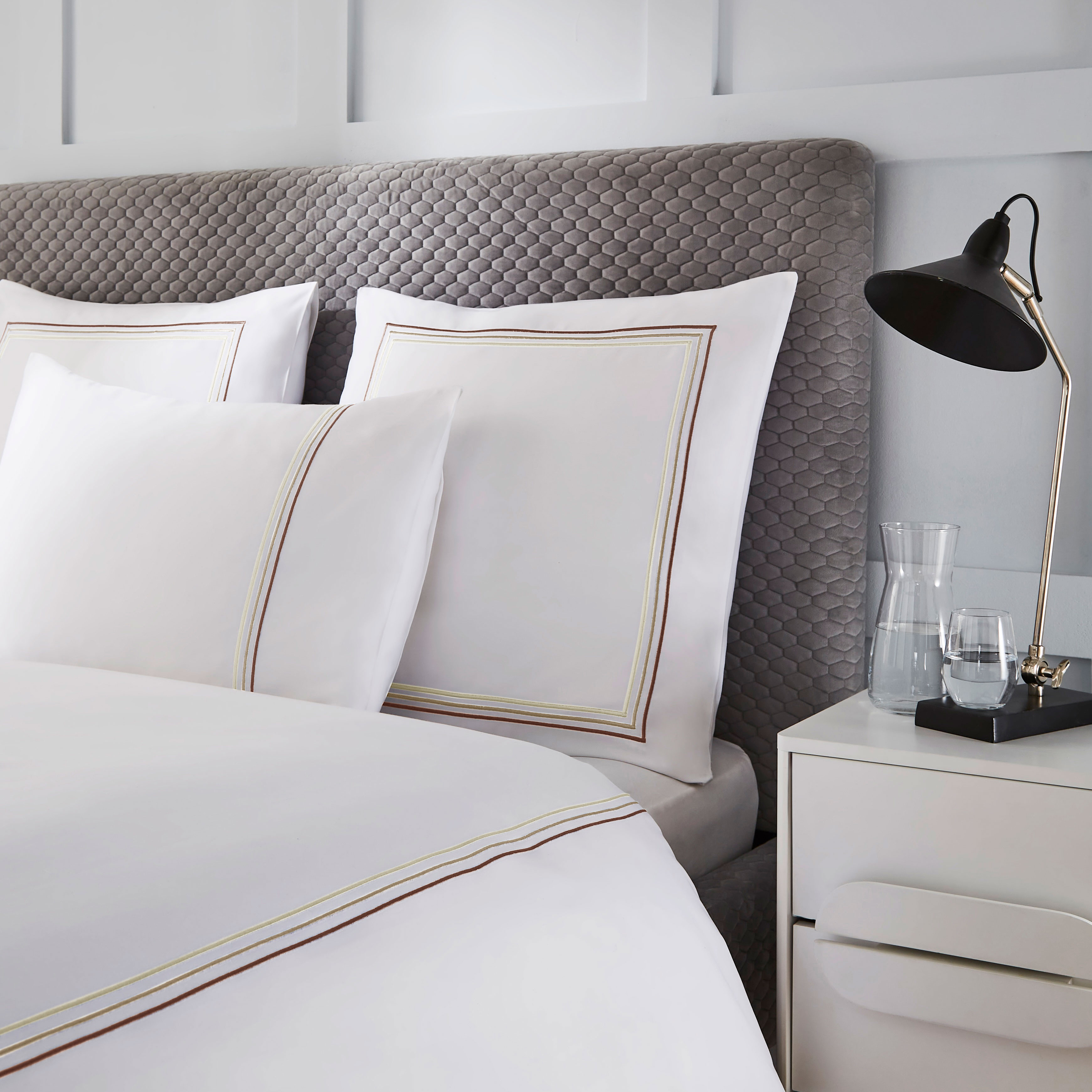 KARLA BREE 400 Thread Count Triple Row Cord Square Pillowcase Pair ...