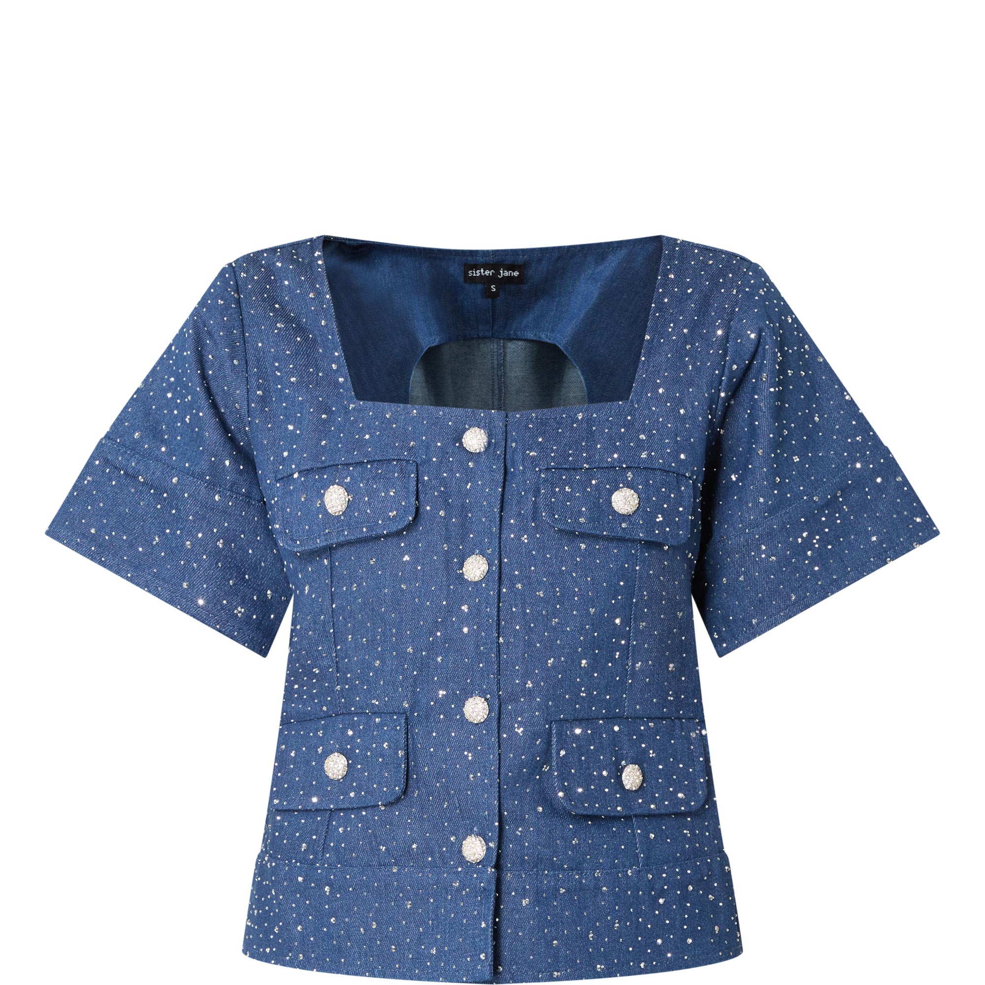 Embellished Denim Top