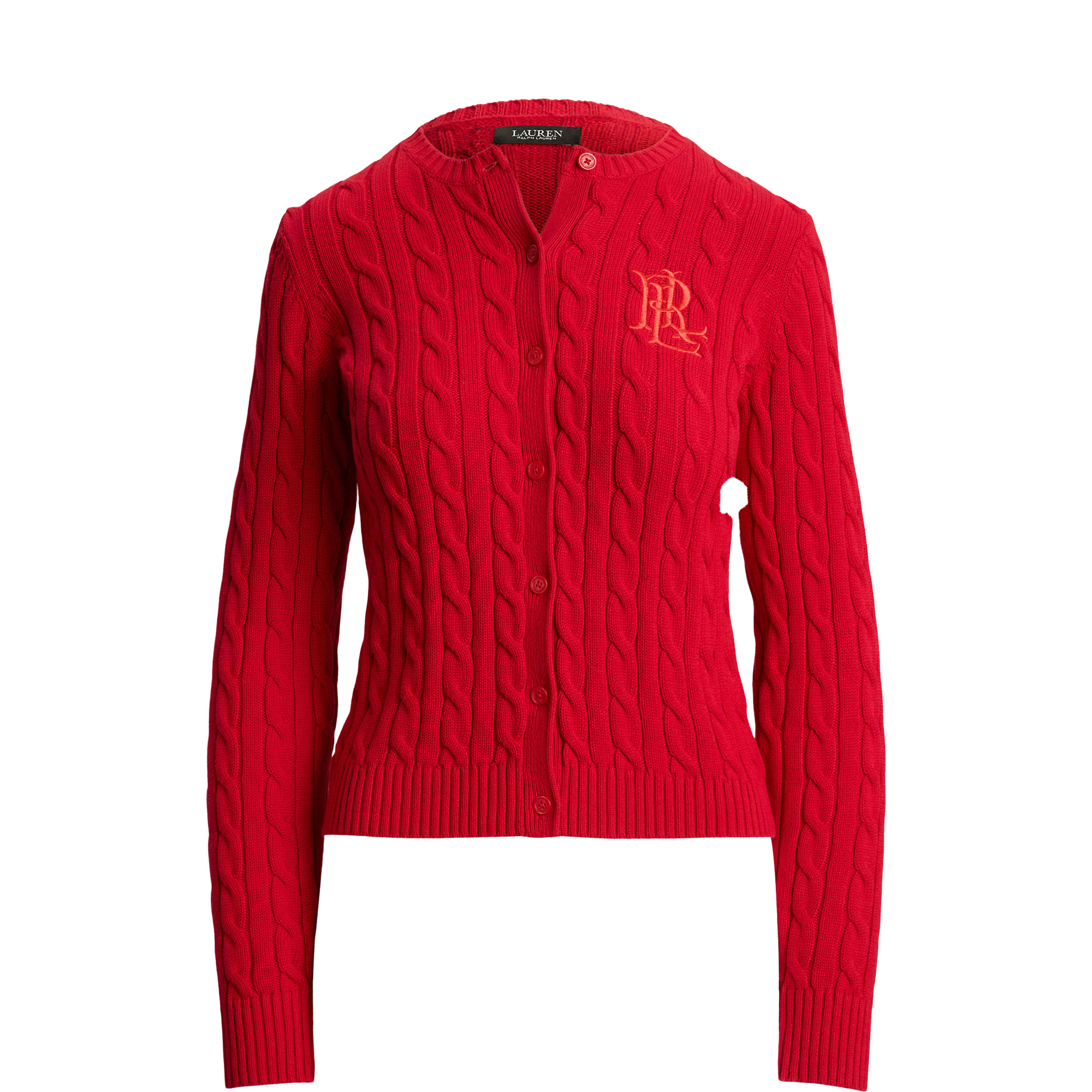 Embroidered Logo Cable Knit Cardigan