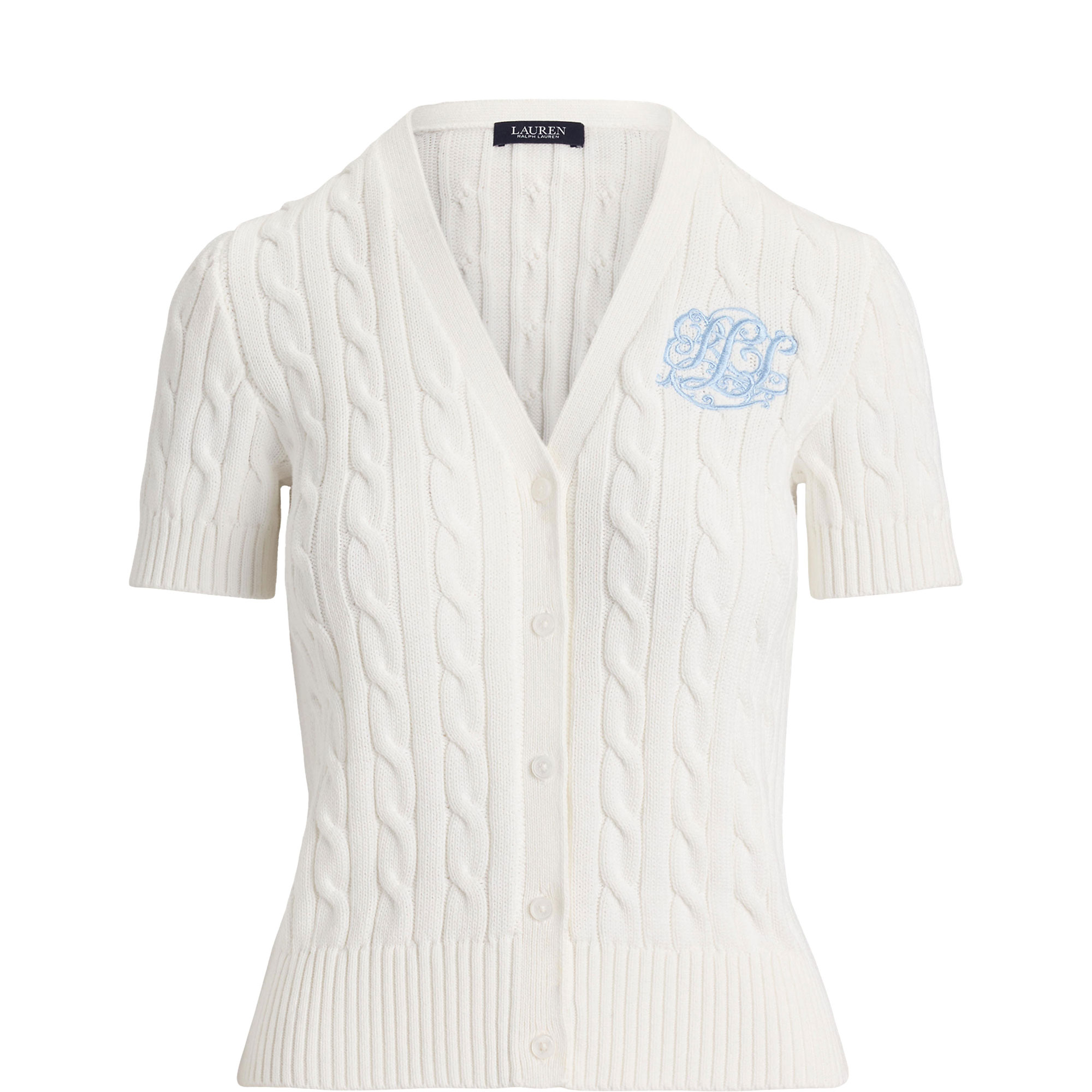 Script Logo Cable Knit Cardigan