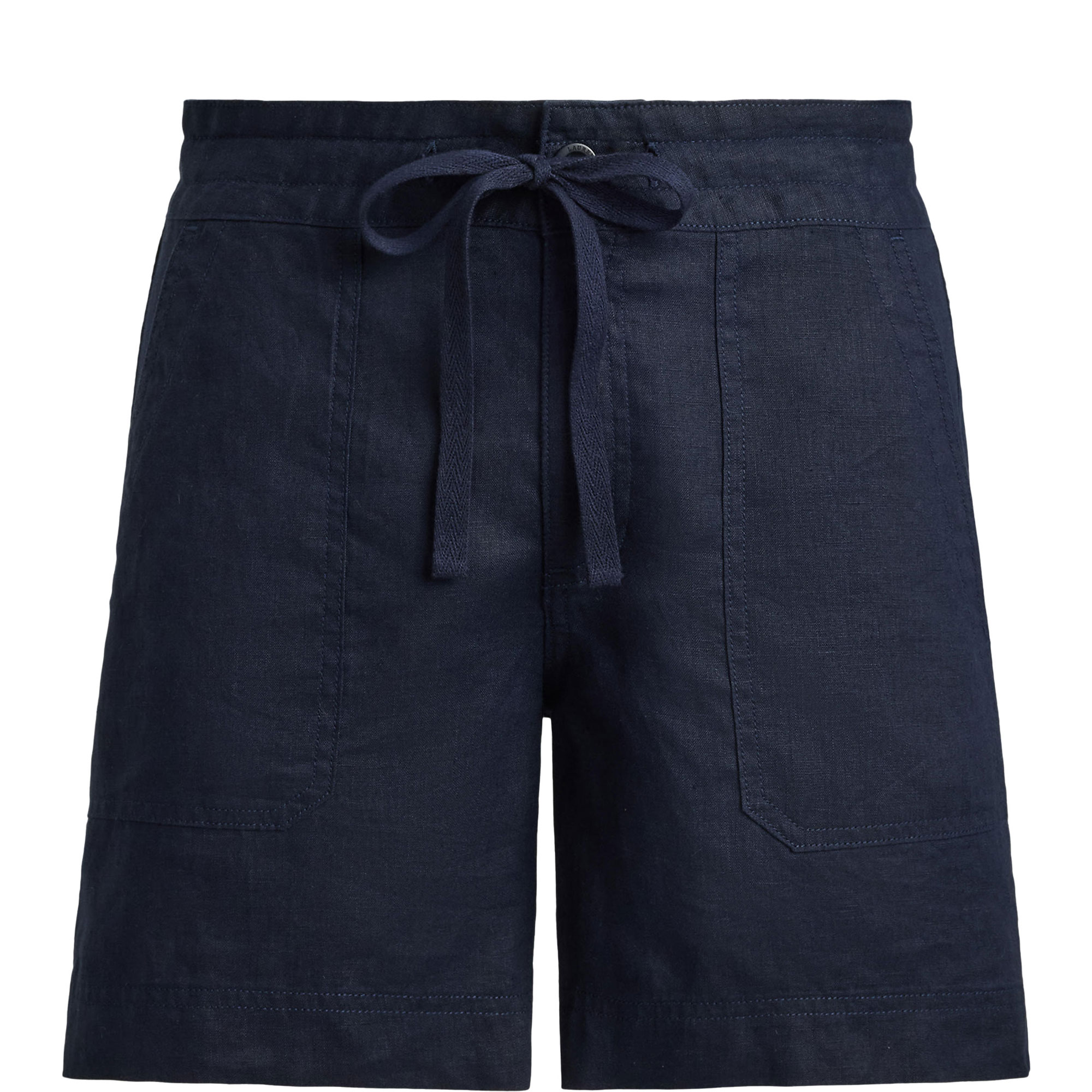 Drawcord Linen Wide Leg Shorts