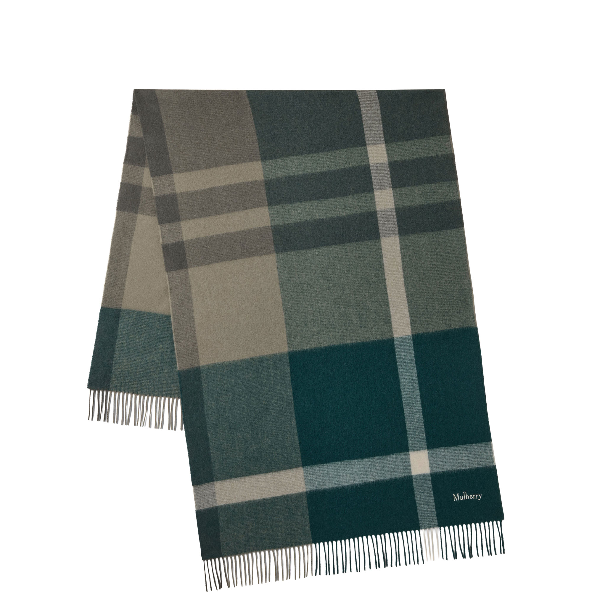 Large Check Merino Wool Logo Scarf