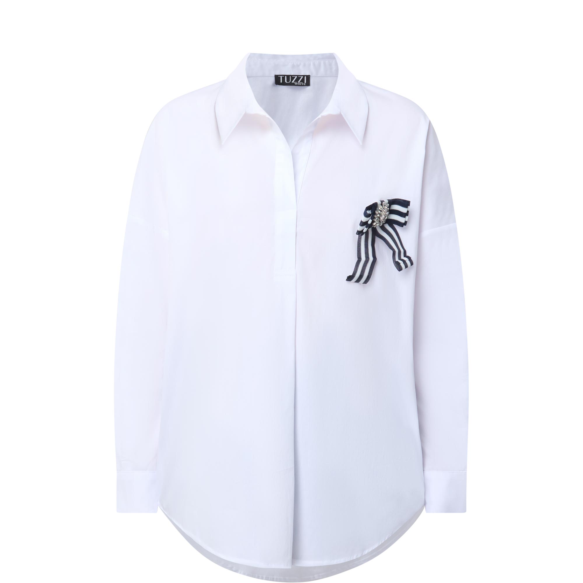 Striped Bow Pin Shirt